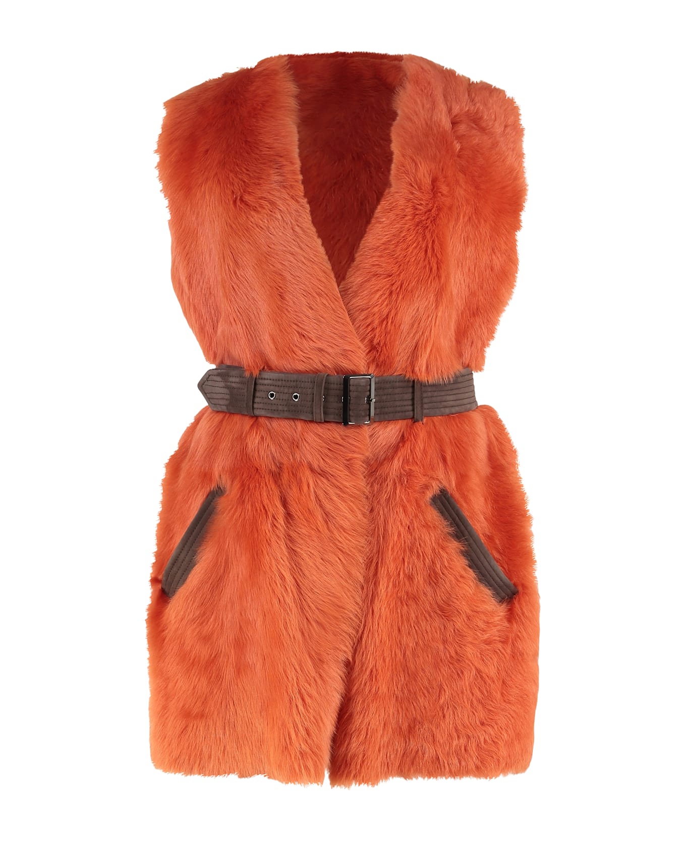 Alberta Ferretti Fur Vest - Orange