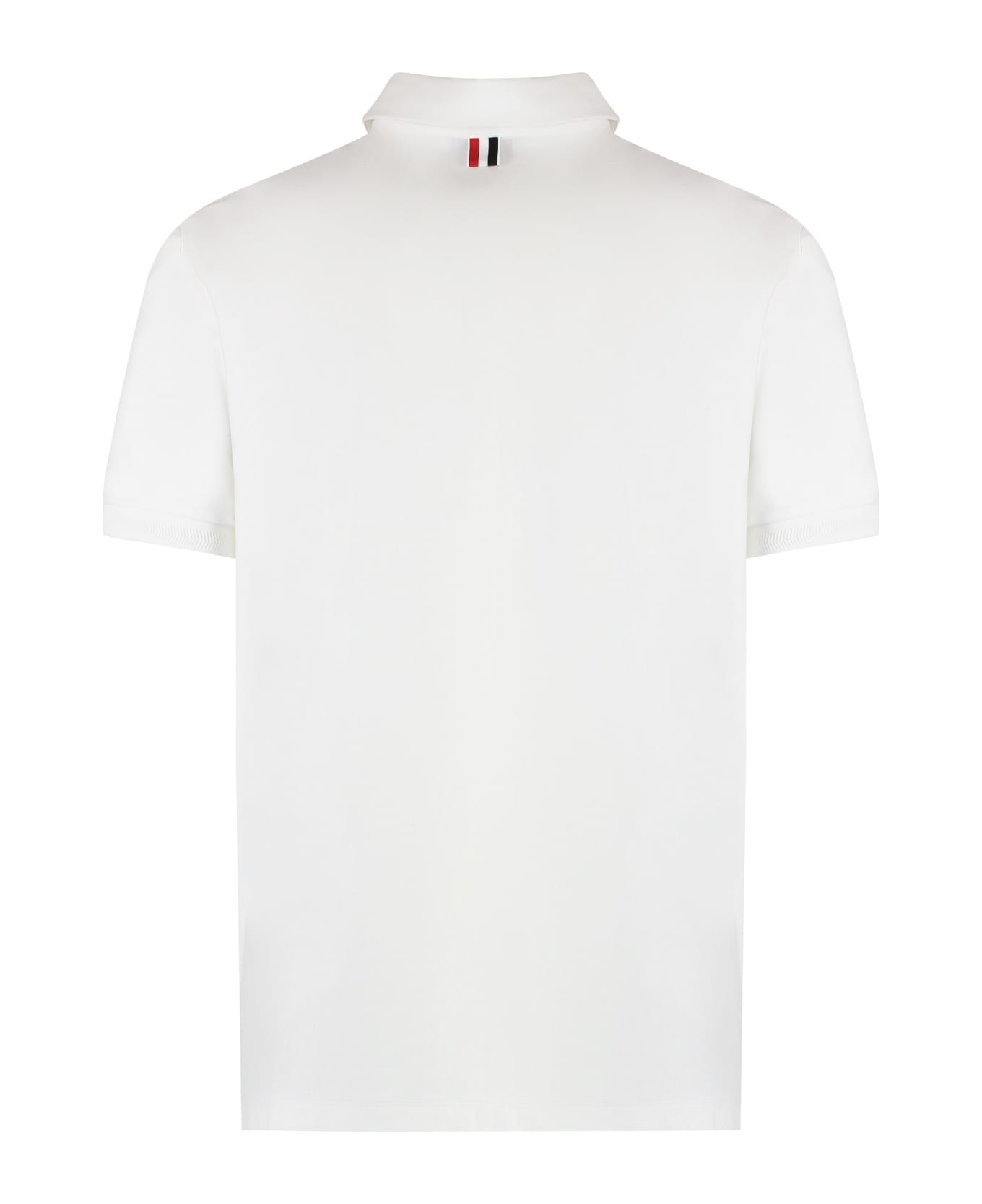 Thom Browne Logo Print Cotton Polo Shirt - White