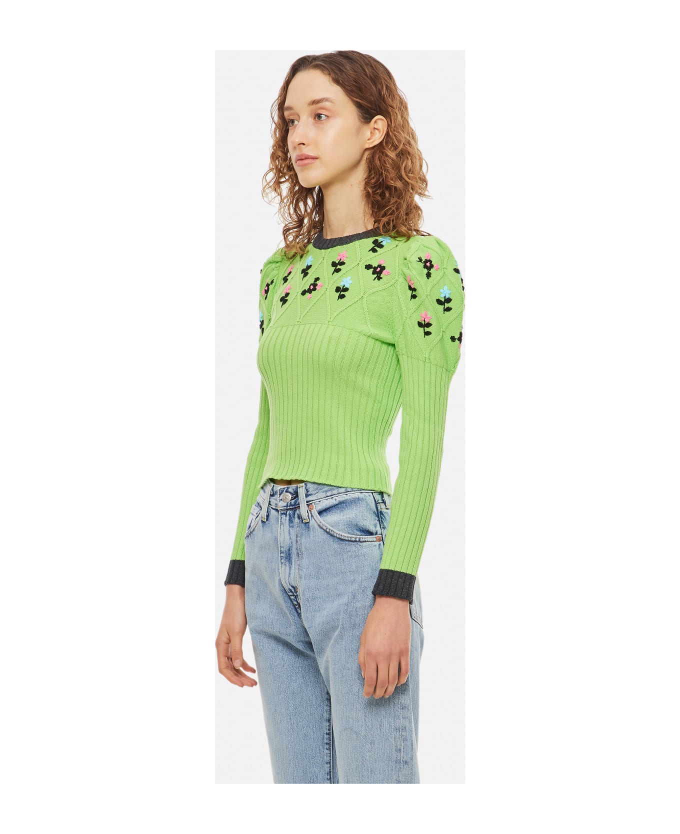 Cormio Oma Cotton Sweater With Embroidery - Green