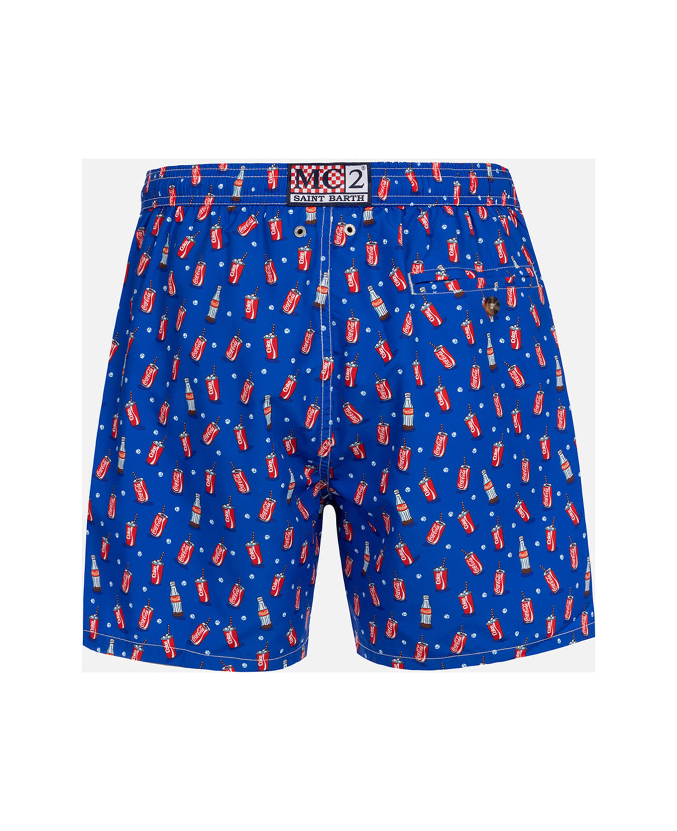 MC2 Saint Barth Man Lightweight Fabric Swim-shorts Lighting Micro Fantasy With Coca Cola Print | The Coca Cola Company Special Edition - BLUE