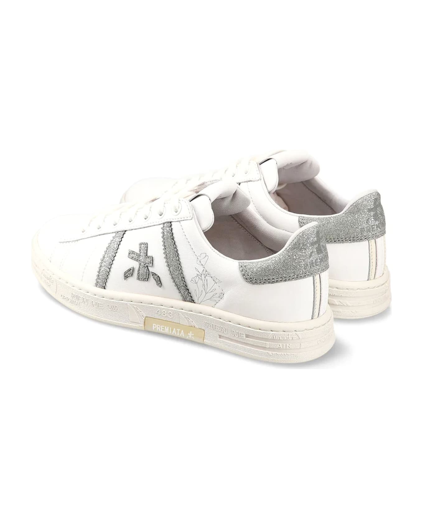 Premiata White Calf Leather Russell Sneakers - White