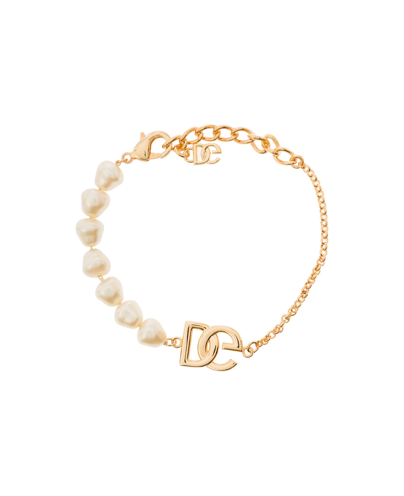 Dolce & Gabbana Dg Logo Pearl Bracelet - Metallic