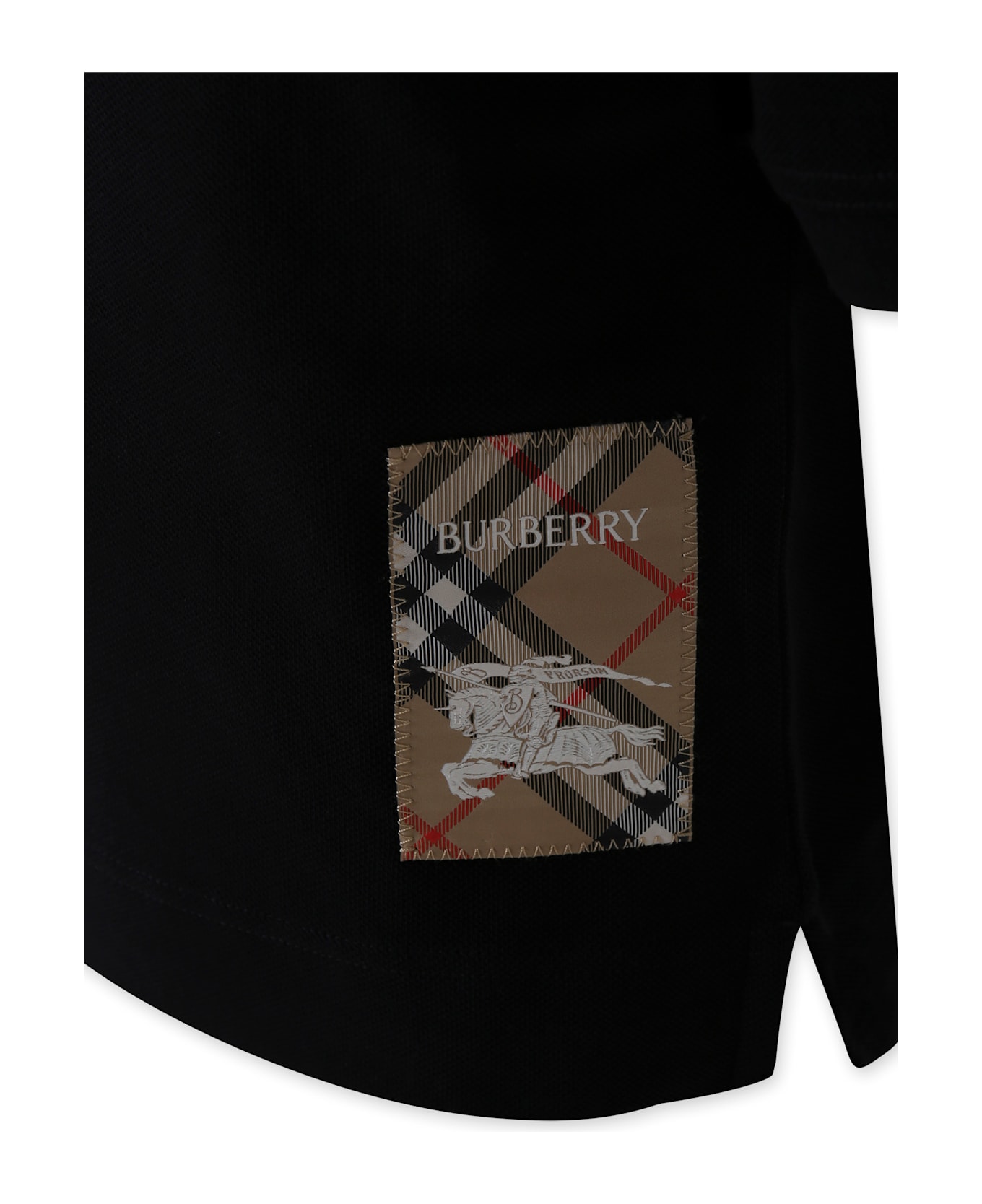 Burberry Black Polo Shirt For Boy With Equestrian Knight - Black