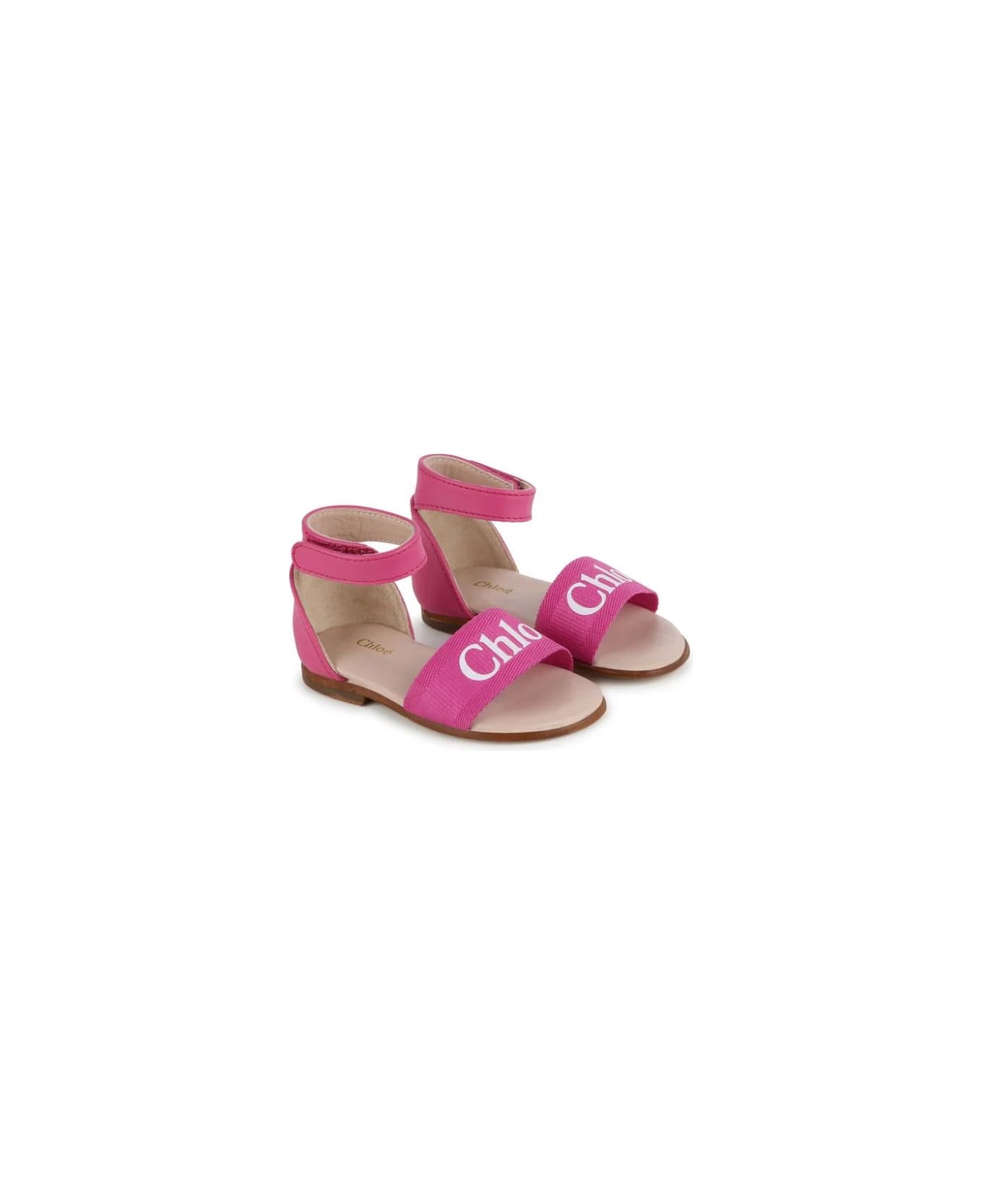 Chloé Fuchsia Sandals With Logo - Pink