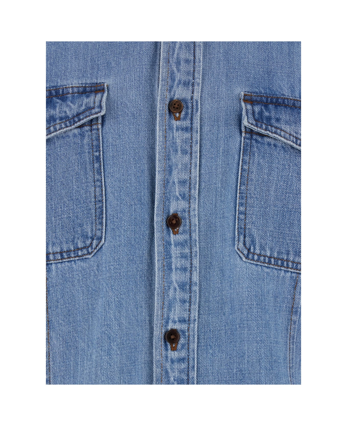 Dunst Blue Jacket With Patch Pockets On The Chest In Denim Man - Blu