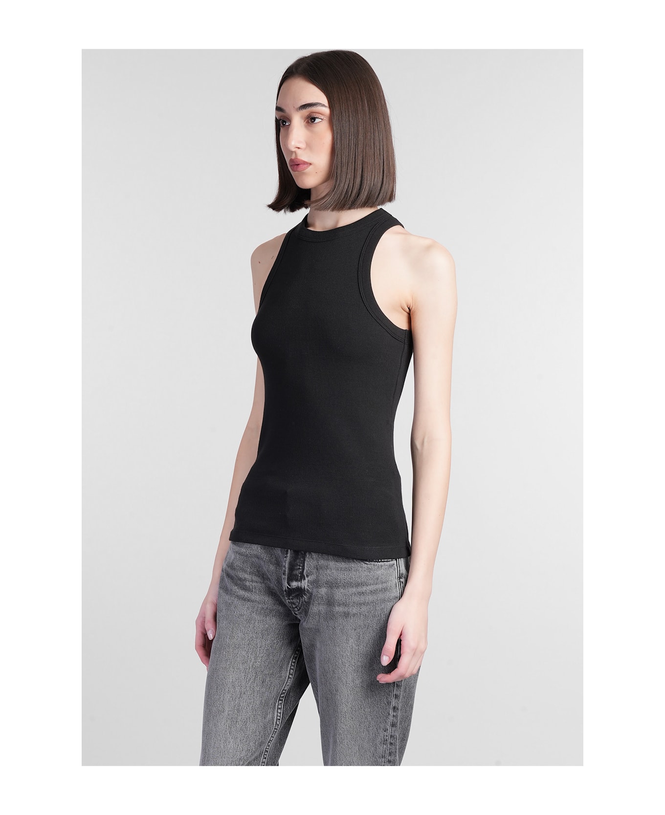 Anine Bing Eva Tank Top In Black Cotton - black