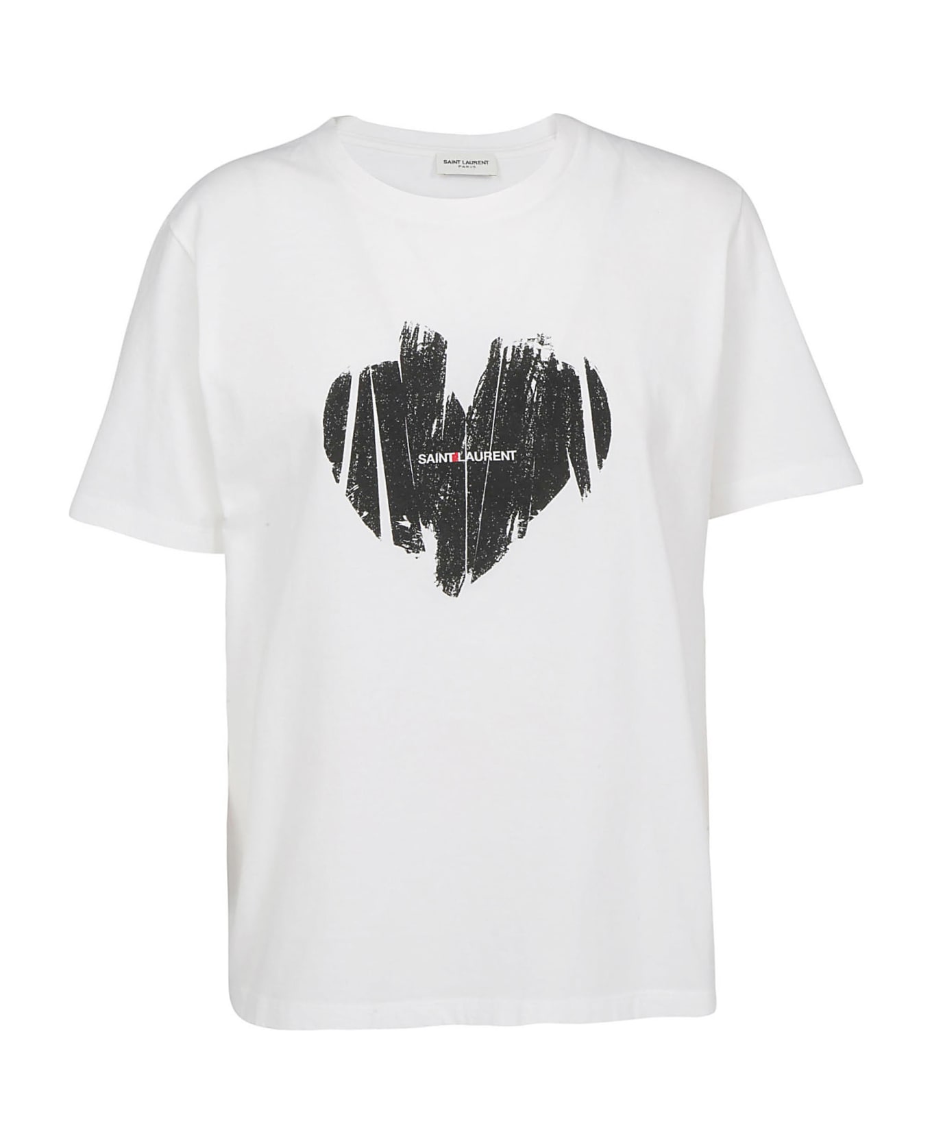 Saint Laurent Cotton T-shirt With Heart Print - White