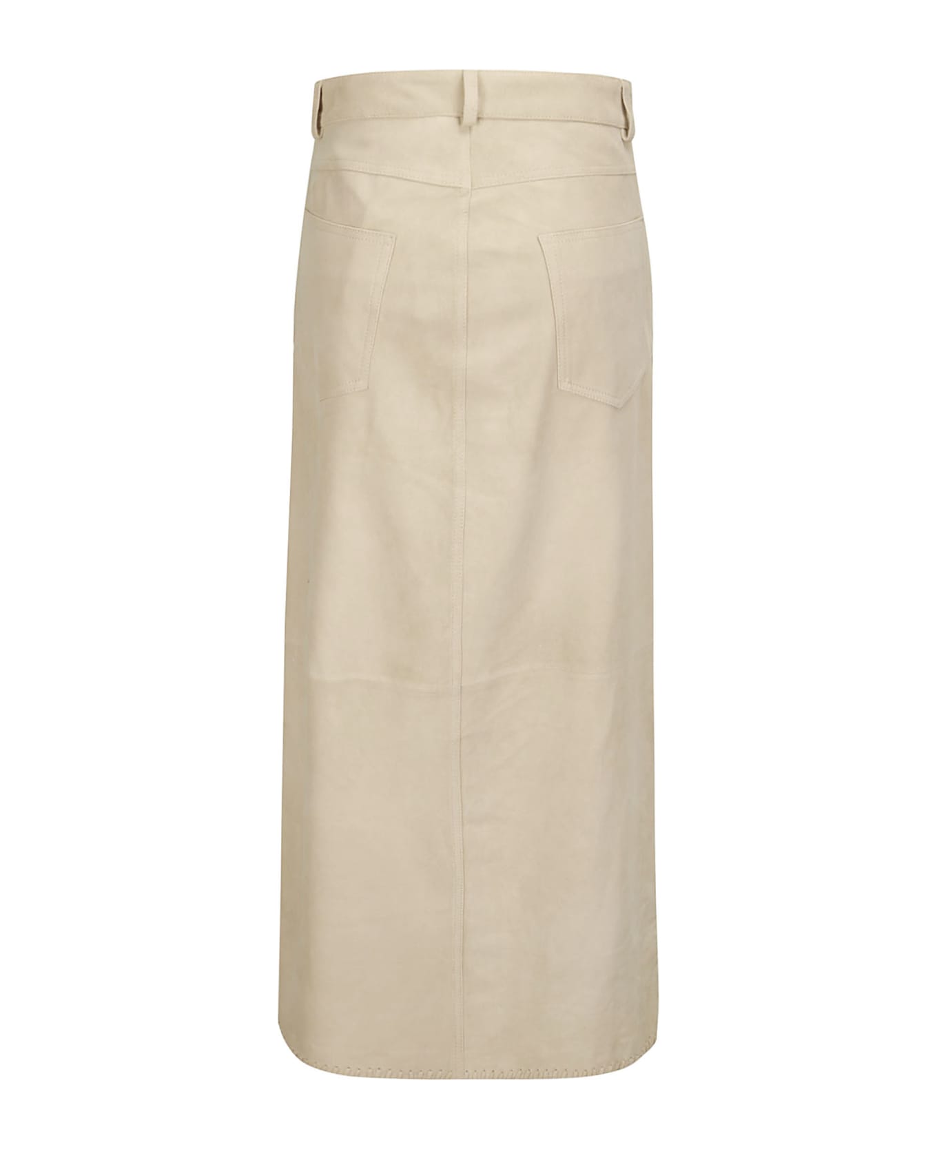 Wild Cashmere Fringed Long Skirt - DESERT BEIGE