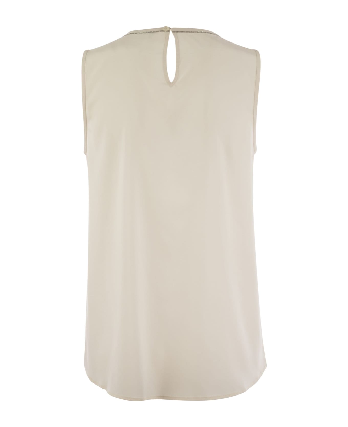 Peserico Stretch Silk Crepe De Chine Top - Pearl