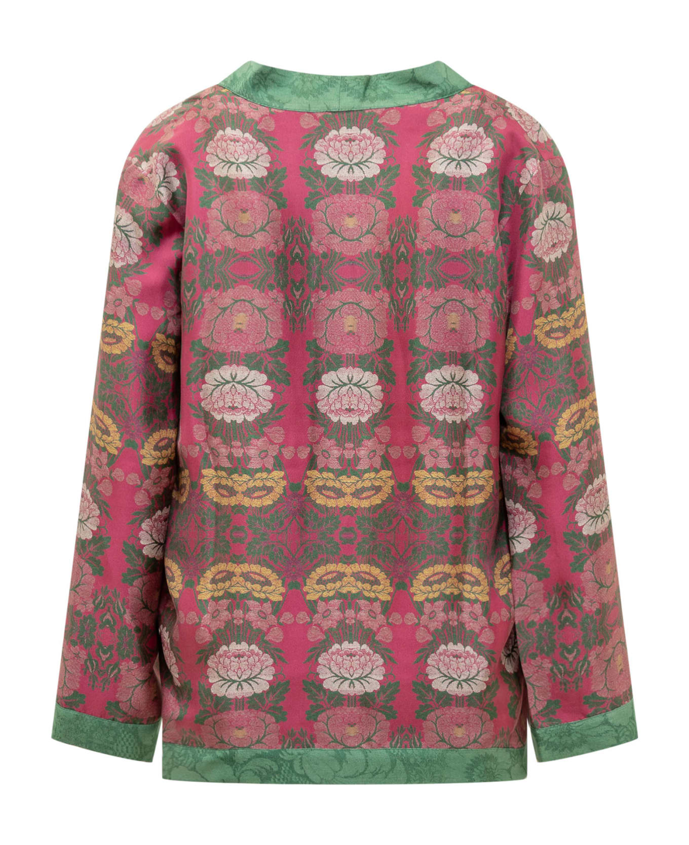 Pierre-Louis Mascia Silk Kimono With Floral Pattern - BORDEAUX MULTI