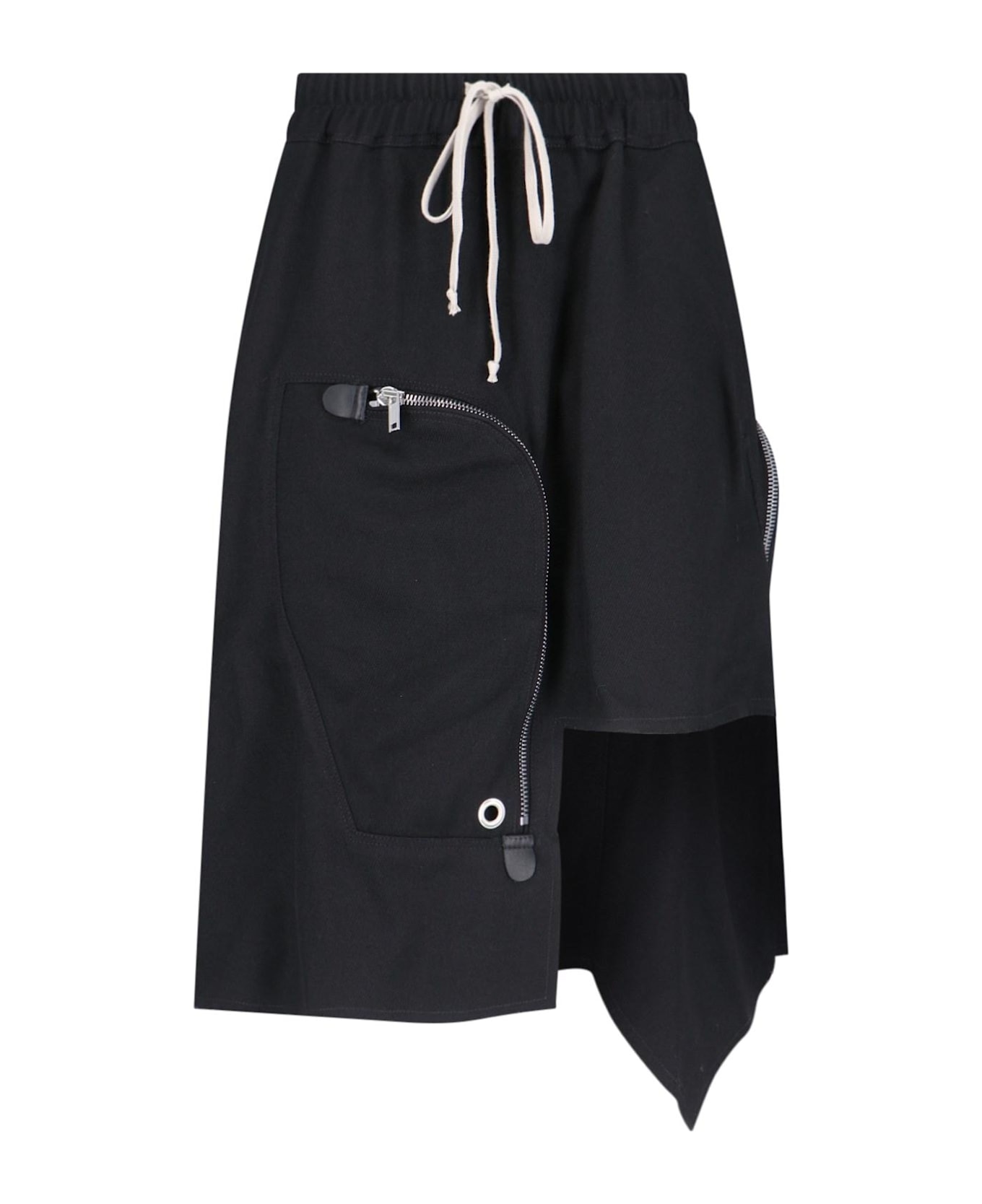 Rick Owens 'dracca' Asymmetrical Midi Skirt - BLACK