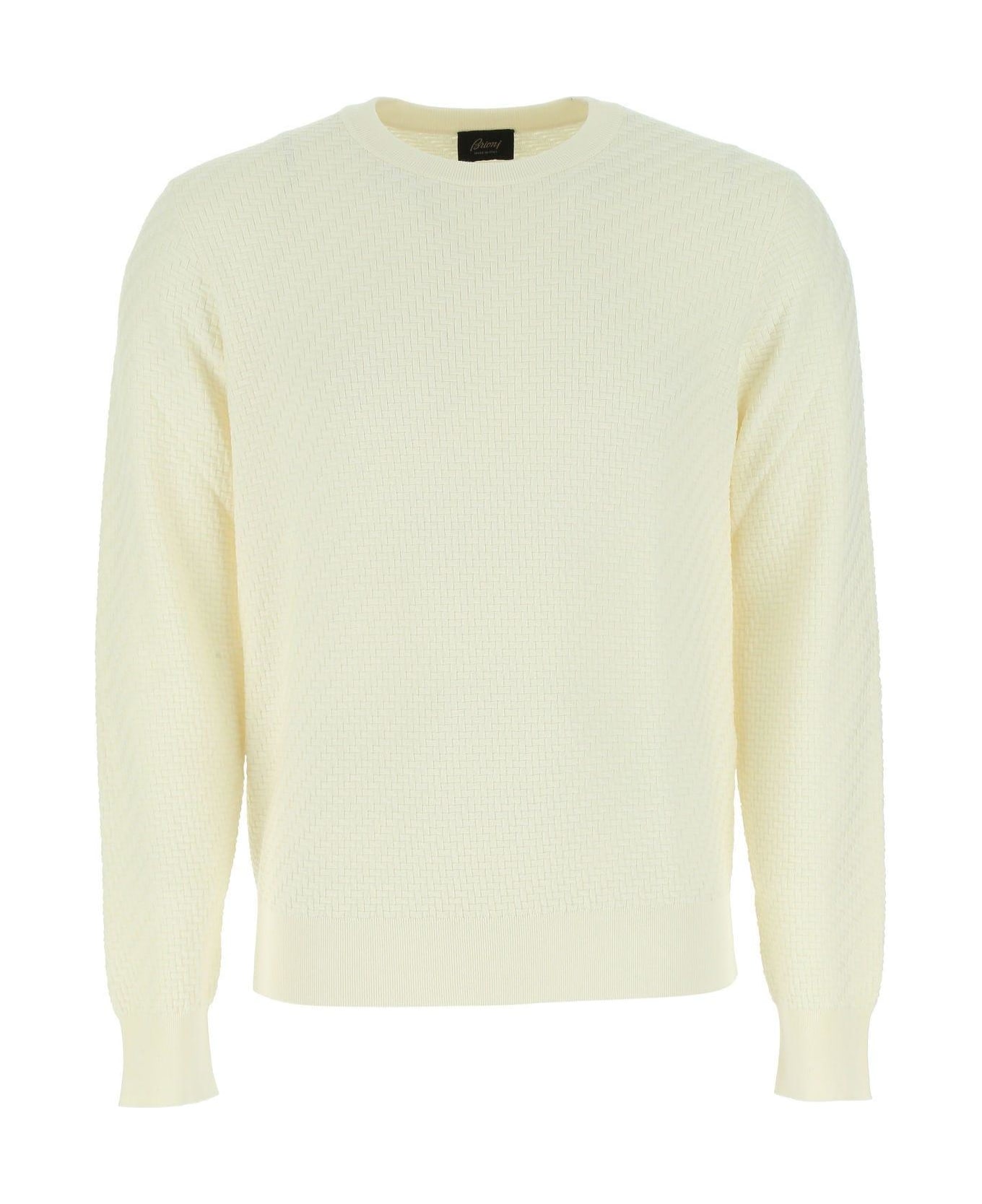 Brioni Ivory Cotton Blend Sweater - NEUTRALS