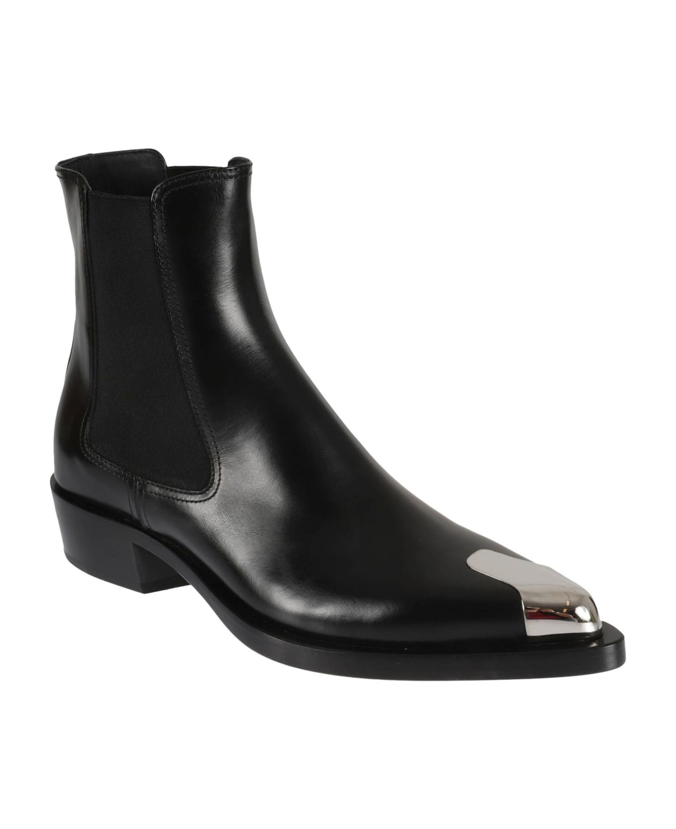 Alexander McQueen Metallic Toe Boots - Black/Silver