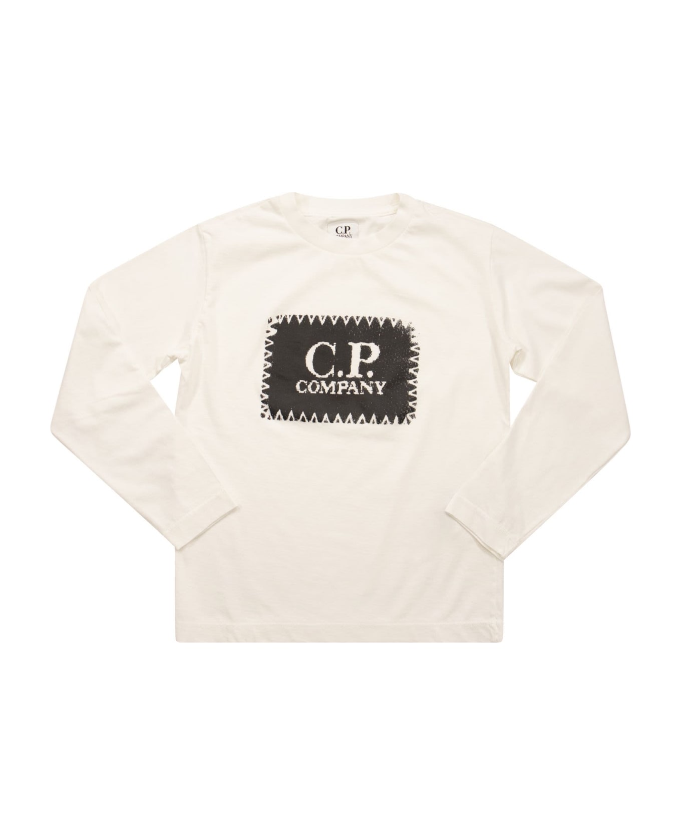 C.P. Company Logo Long Sleeved T-shirt - White