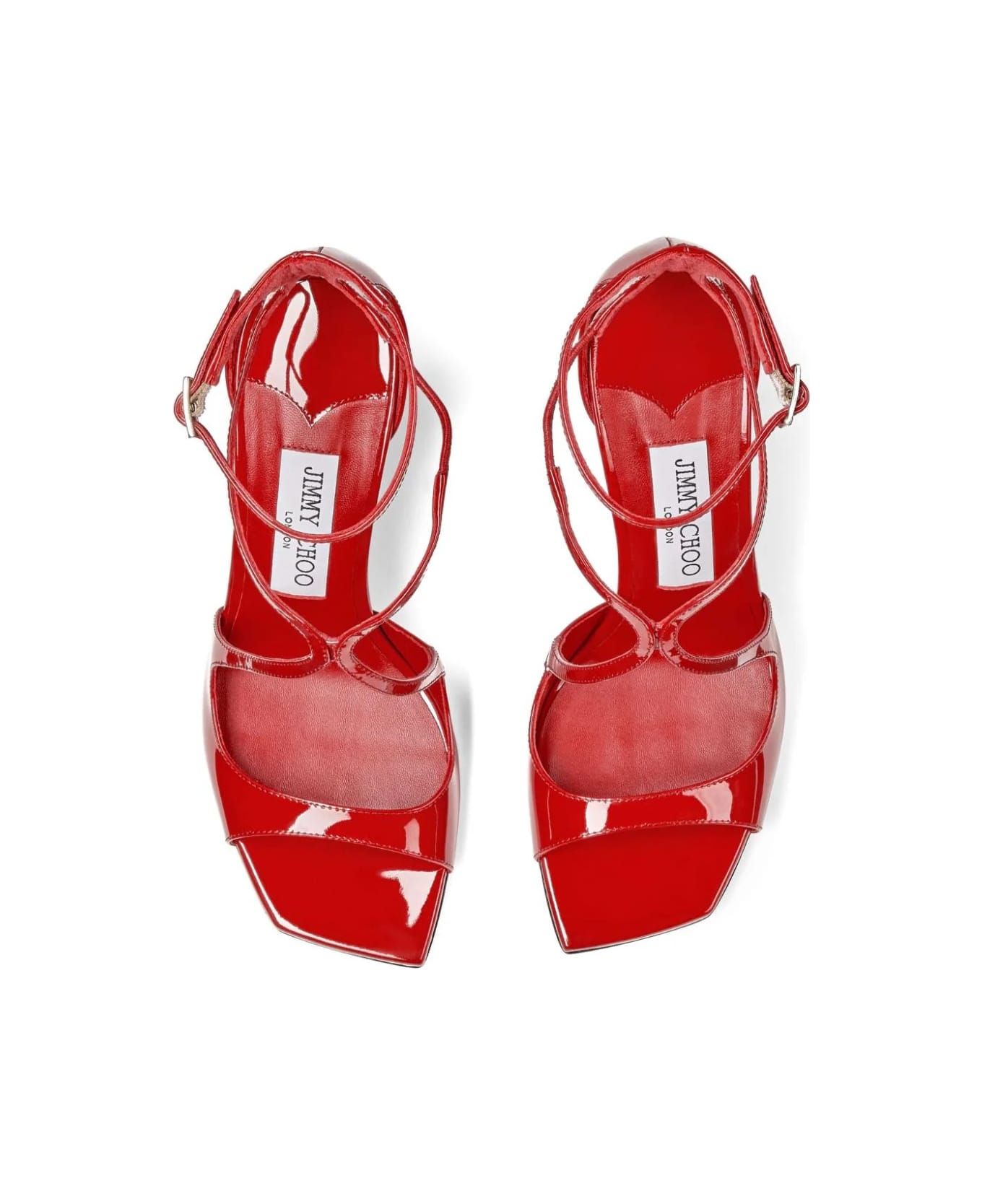 Jimmy Choo Azia Sandals In Red Patent Leather - Red