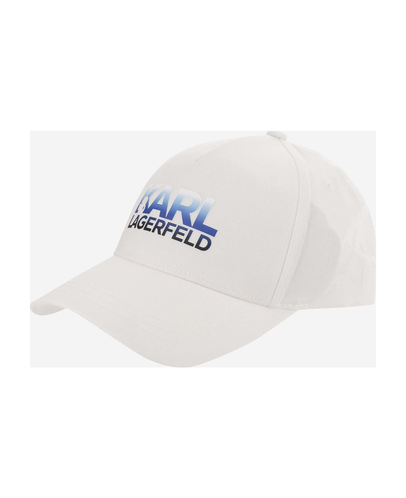 Karl Lagerfeld Cotton Blend Baseball Cap With Logo - White 帽子