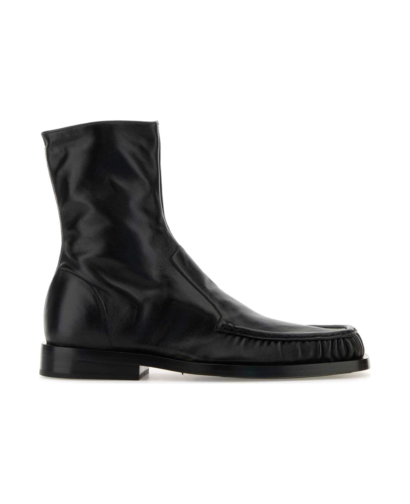 Jil Sander Black Leather Ankle Boots - Black