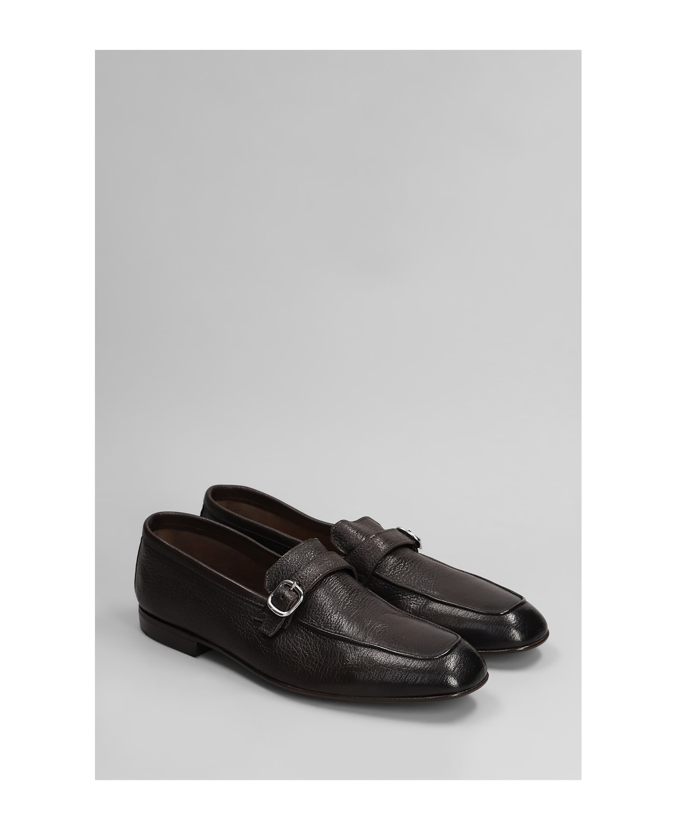 Green George Loafers In Dark Brown Leather - dark brown