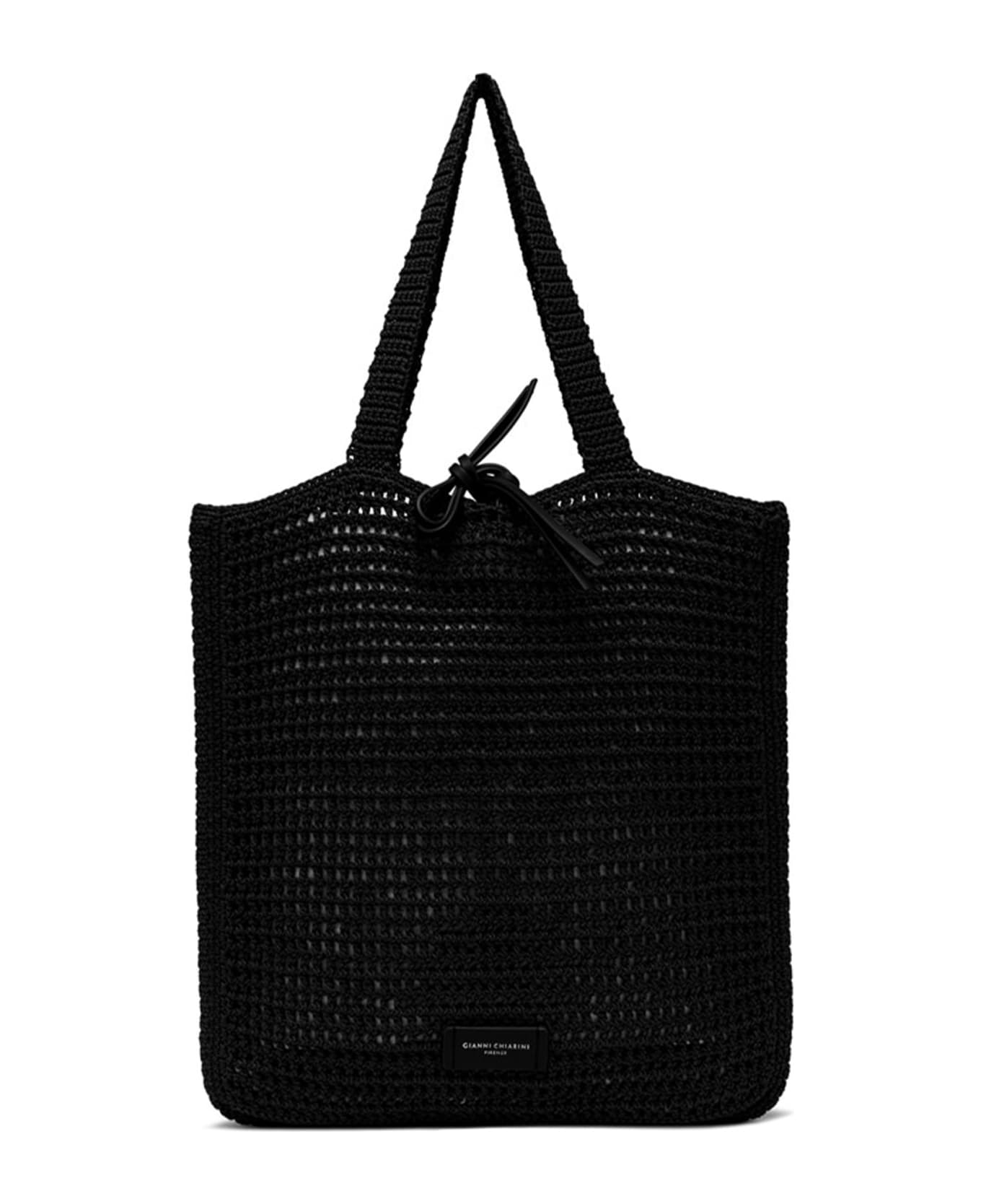 Gianni Chiarini Black Vittoria Shopping Bag In Crochet Fabric - NERO トートバッグ