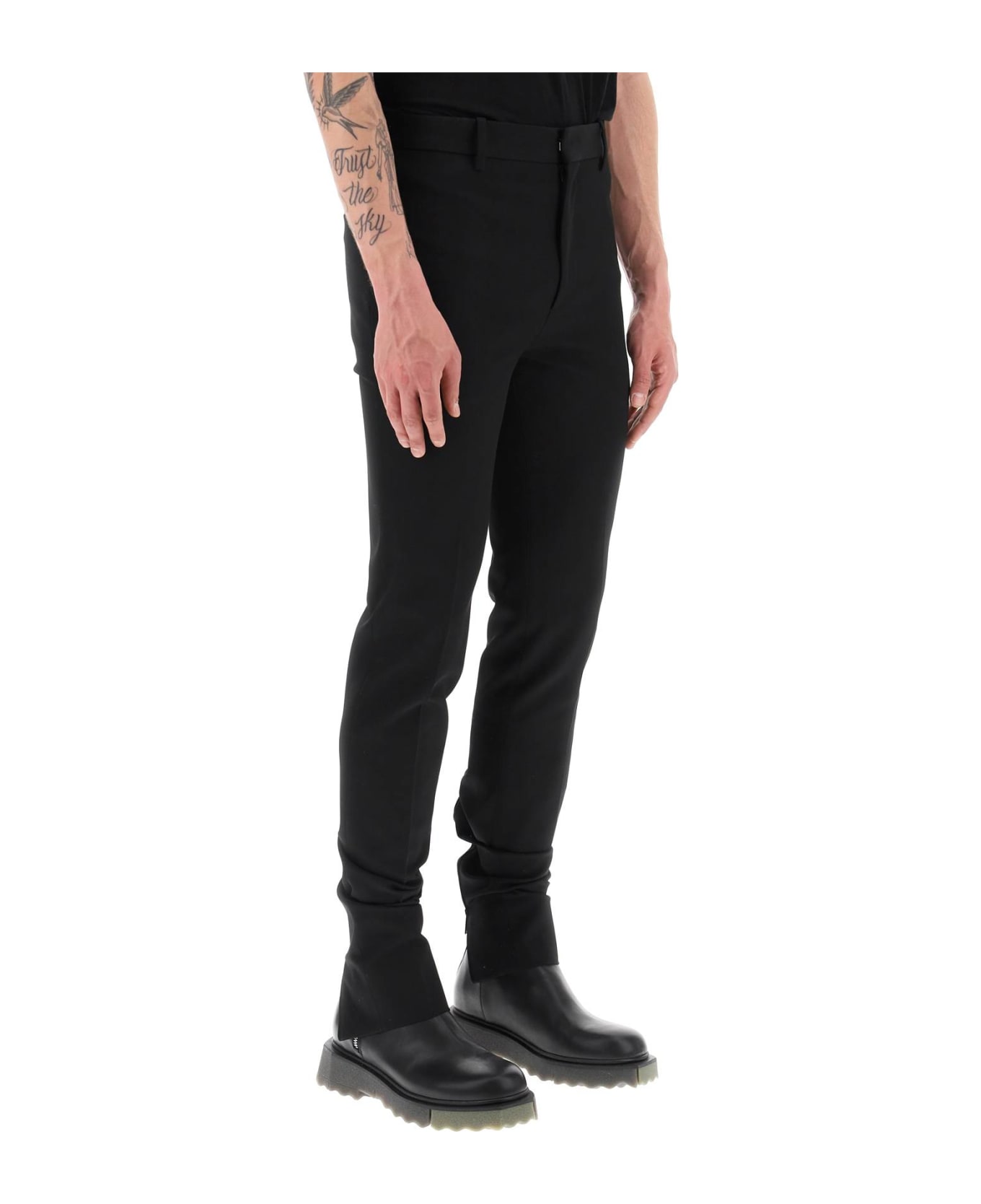 Off-White Slim Tailored Pants With Zippered Ankle - Nero