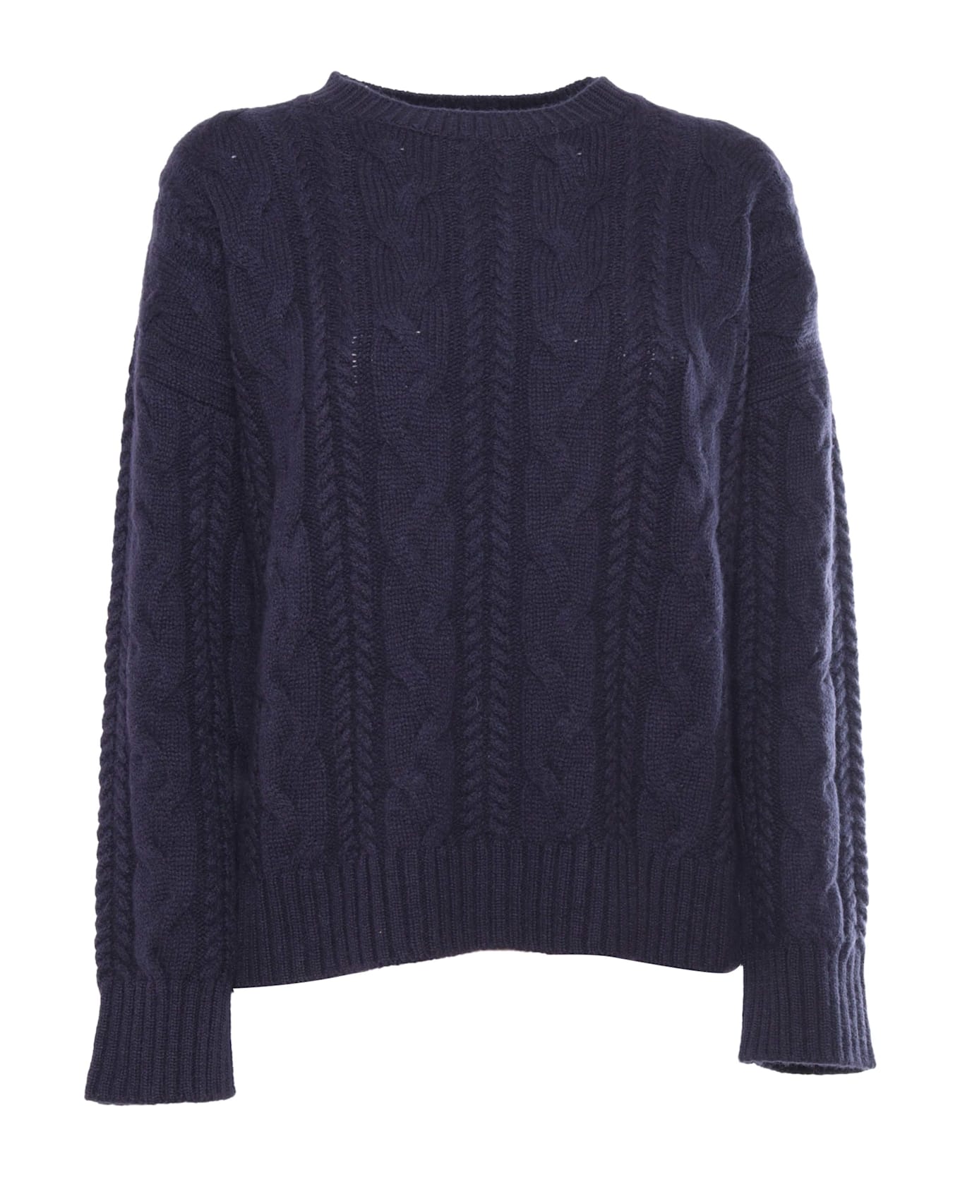 Kangra Braided Crewneck Sweater - BLUE