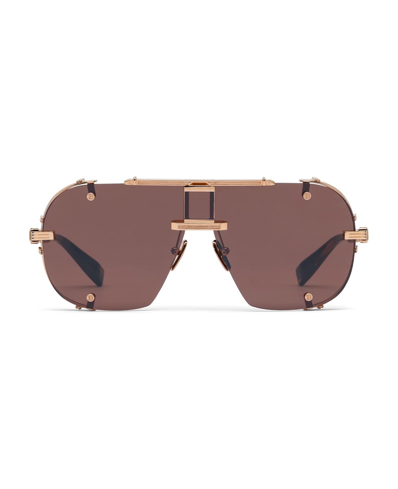 Balmain Colonel - Rose Gold / Brown Swirl Sunglasses - brown/gold