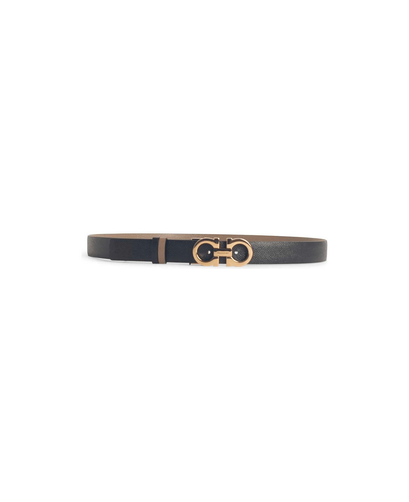 Ferragamo Low Black Leather Belt - Black