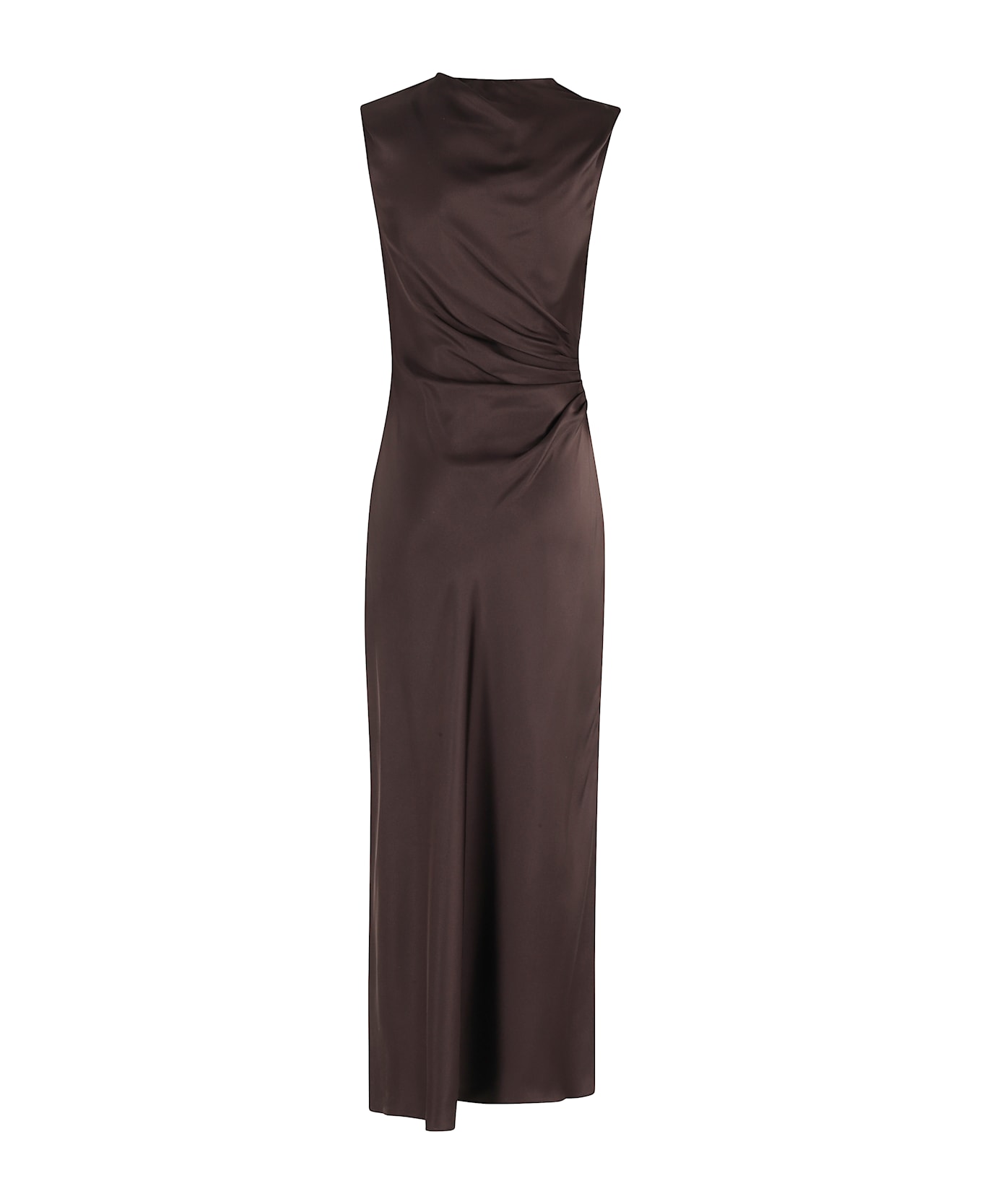 Loulou Studio Roan Sleeveless Draped Dress - Brown 