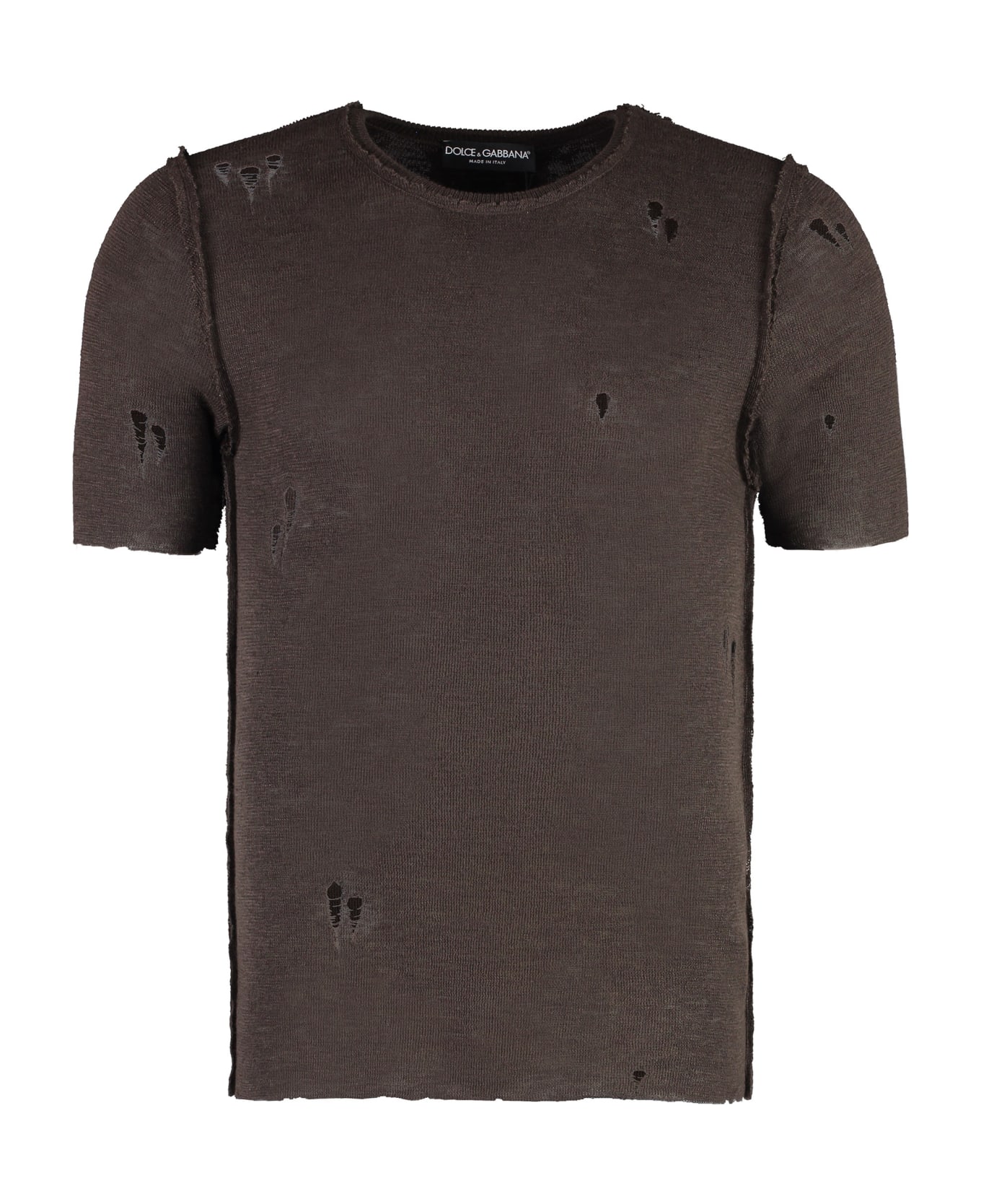 Dolce & Gabbana Worn-out Details Knit T-shirt - brown シャツ