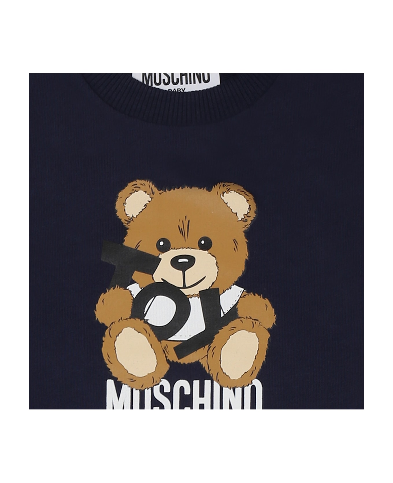 Moschino Blue Dress For Baby Girl With Teddy Bear - Blue