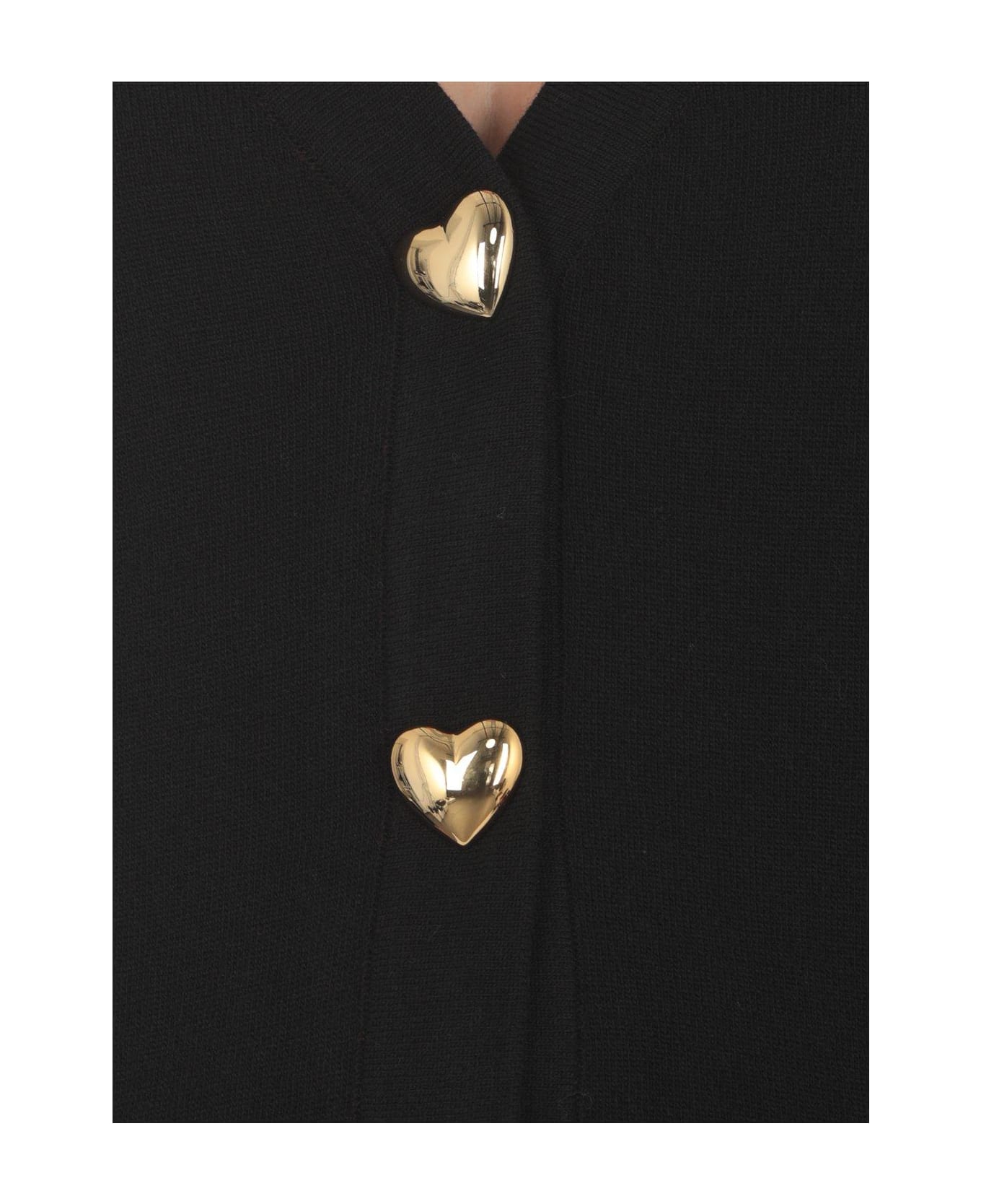 Moschino Heart Shape Buttoned Knit Cardigan Moschino - BLACK