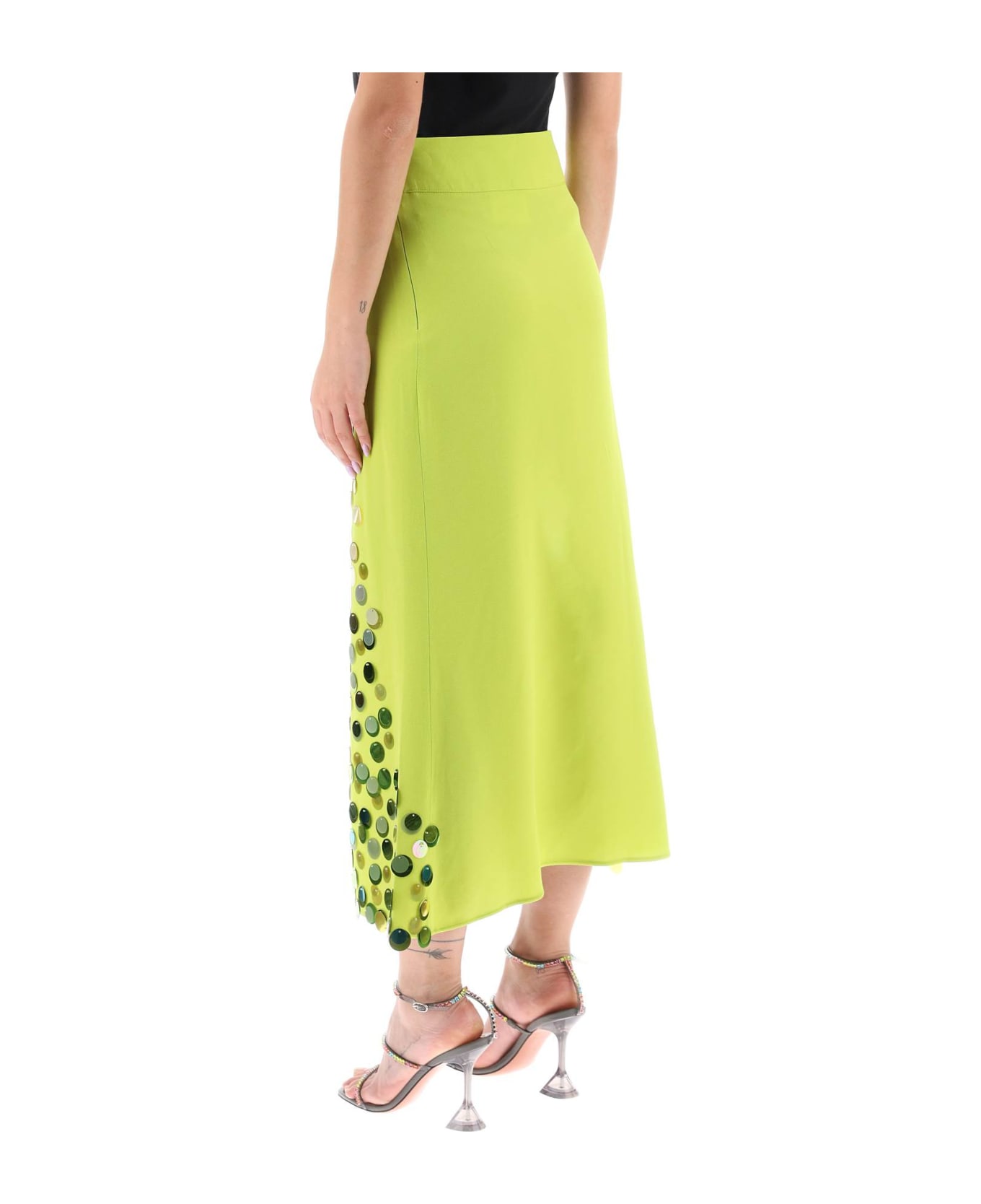 Art Dealer Midi Skirt With Maxi Sequins - PISTACHIO GREEN (Green)