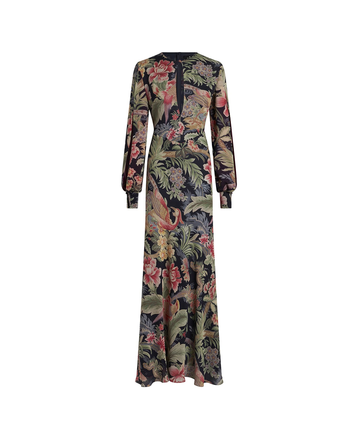 Etro Multicoloured Printed Silk Long Dress - Black