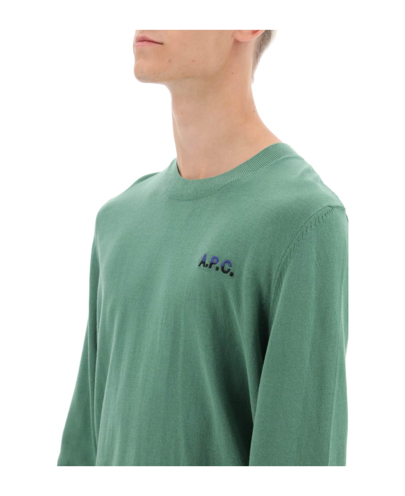 A.P.C. Cotton Crewneck Sweater - VERT MARINE (Green) ニットウェア