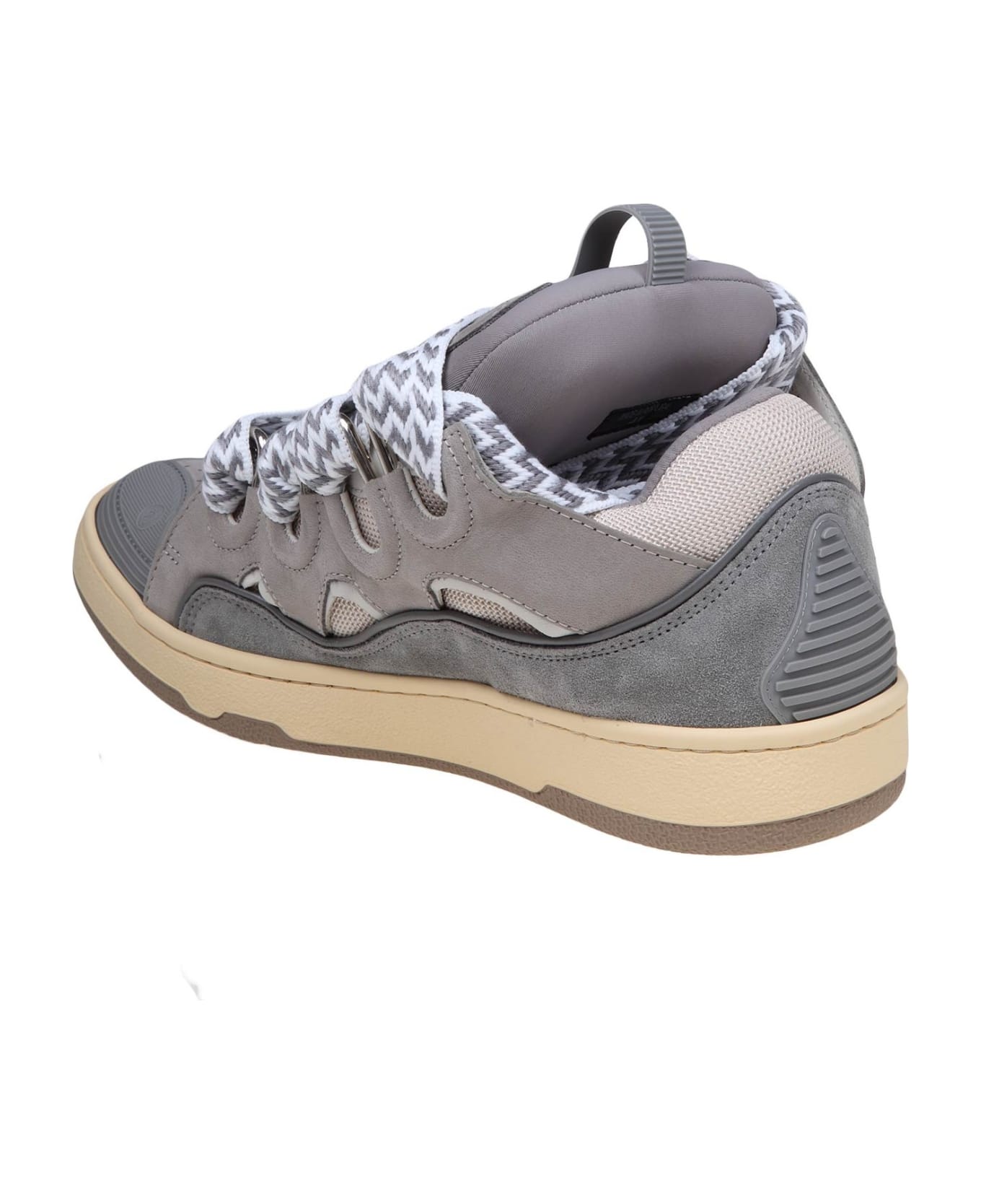 Lanvin Sneakers Curb In Pelle E Camoscio Con Lacci Multicolore - GREY