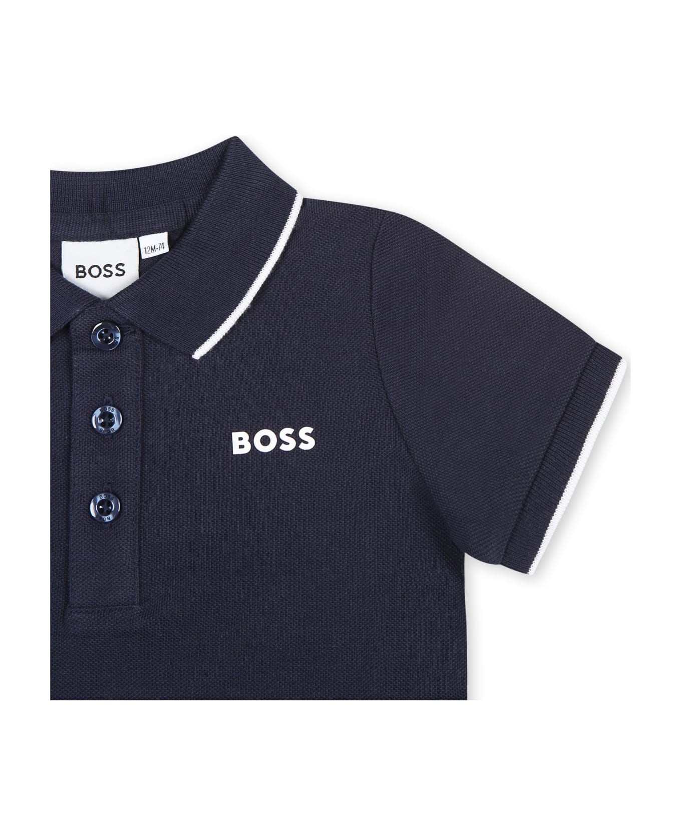 Hugo Boss White Polo Shirt For Boy With Logo - Blue