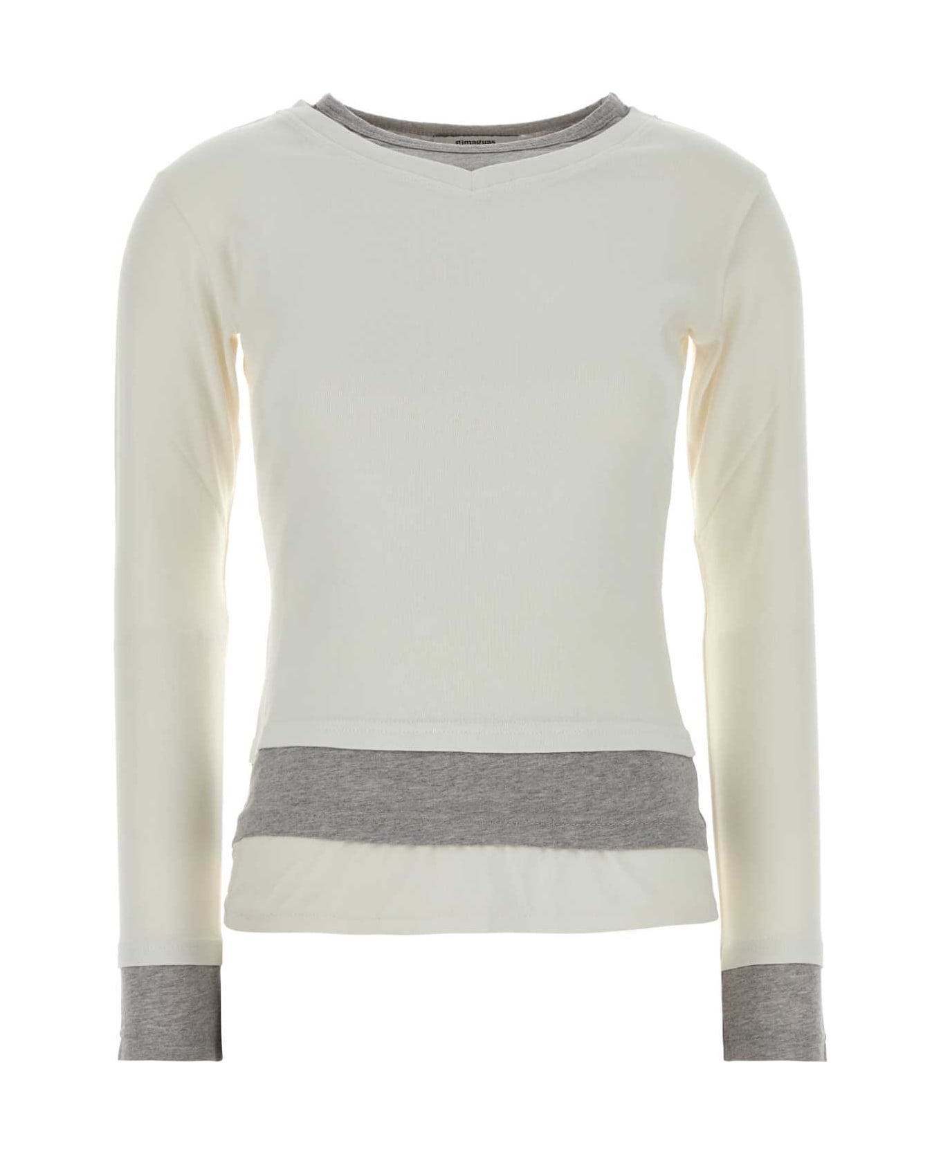 Gimaguas White Stretch Cotton Sam T-shirt - WHITEGREY