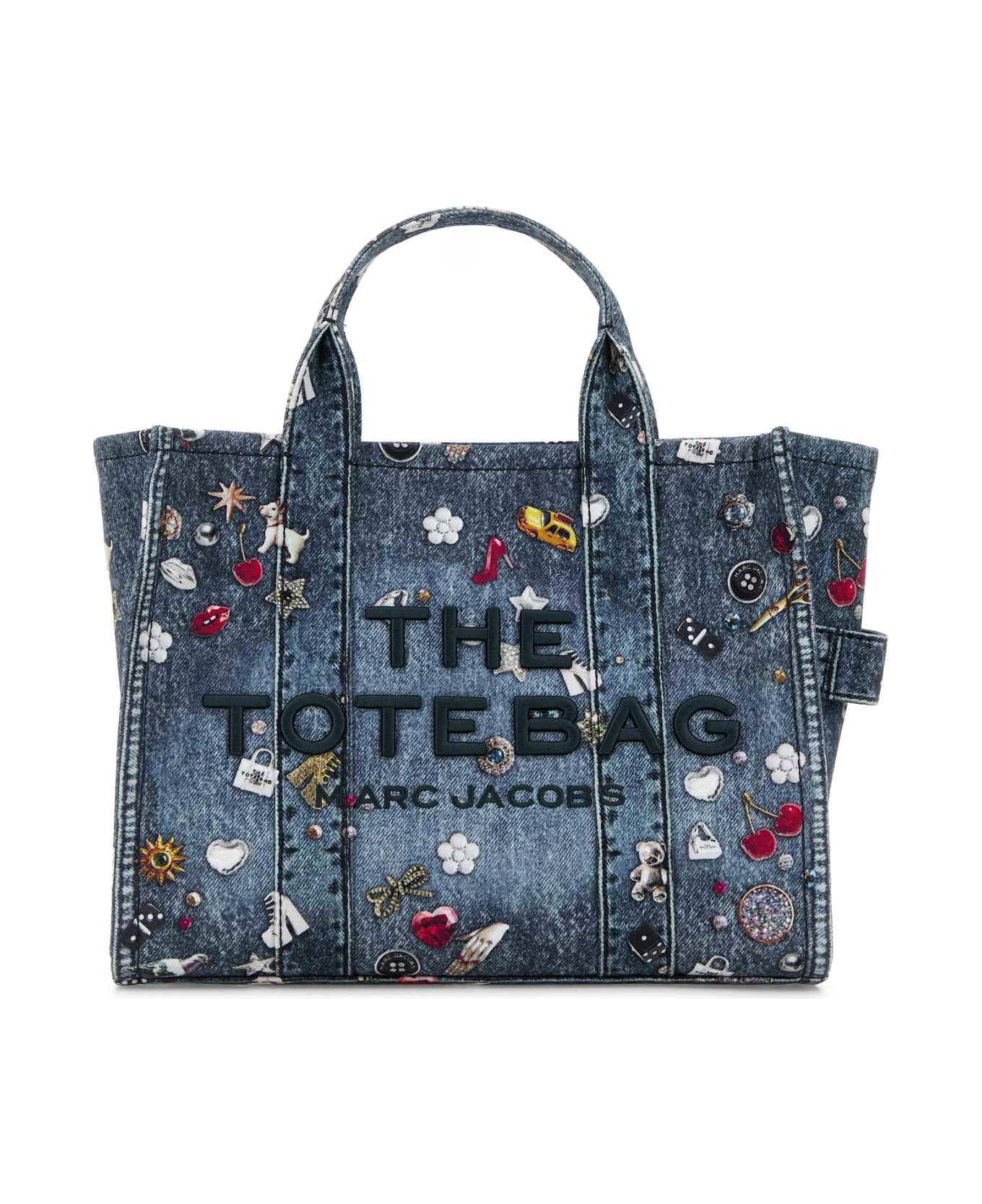 Marc Jacobs Printed Denim Medium The Tote Bag Handbag - MEDIUMWASHMULTI