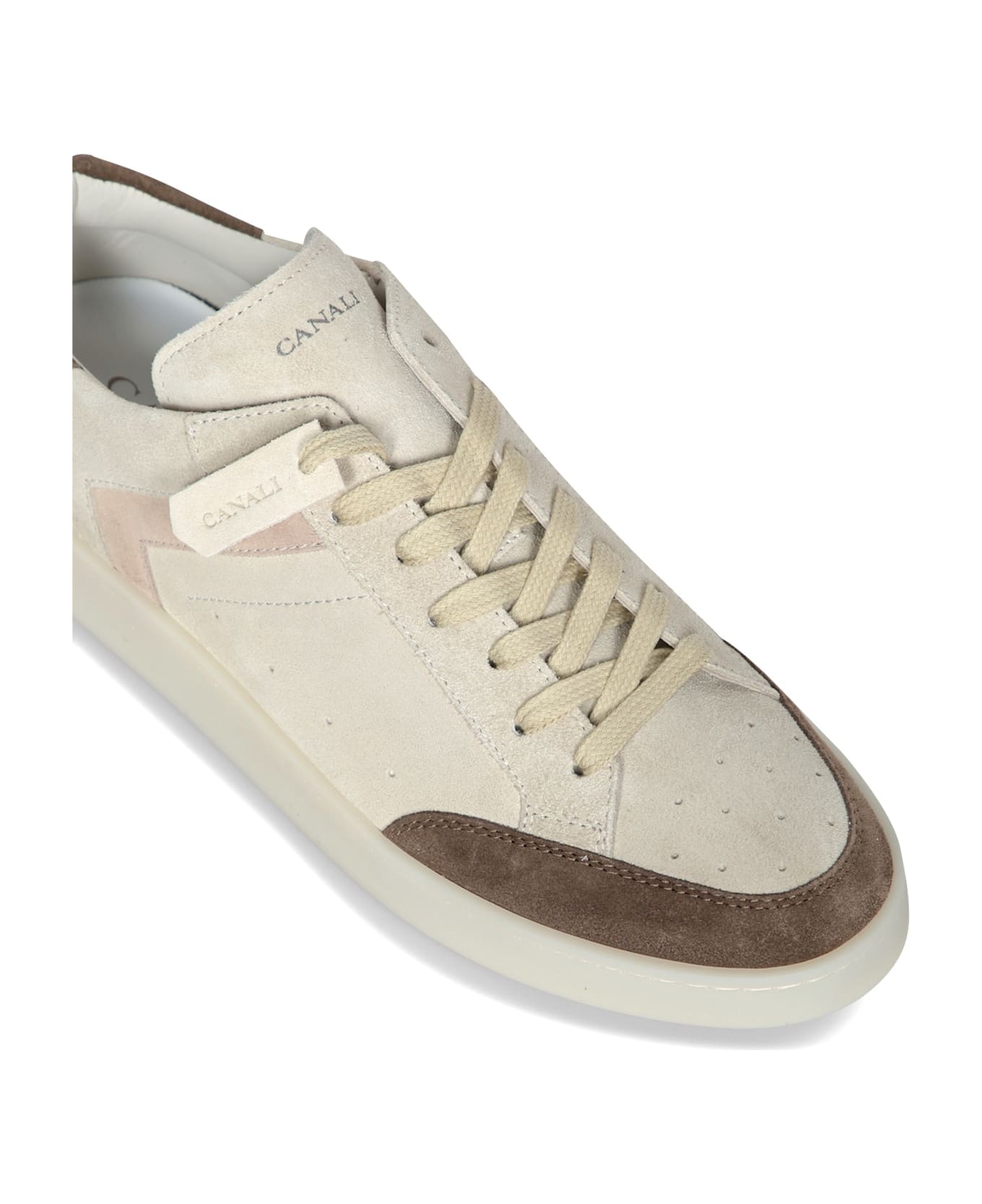 Canali Beige/brown Suede Sneakers - Brown