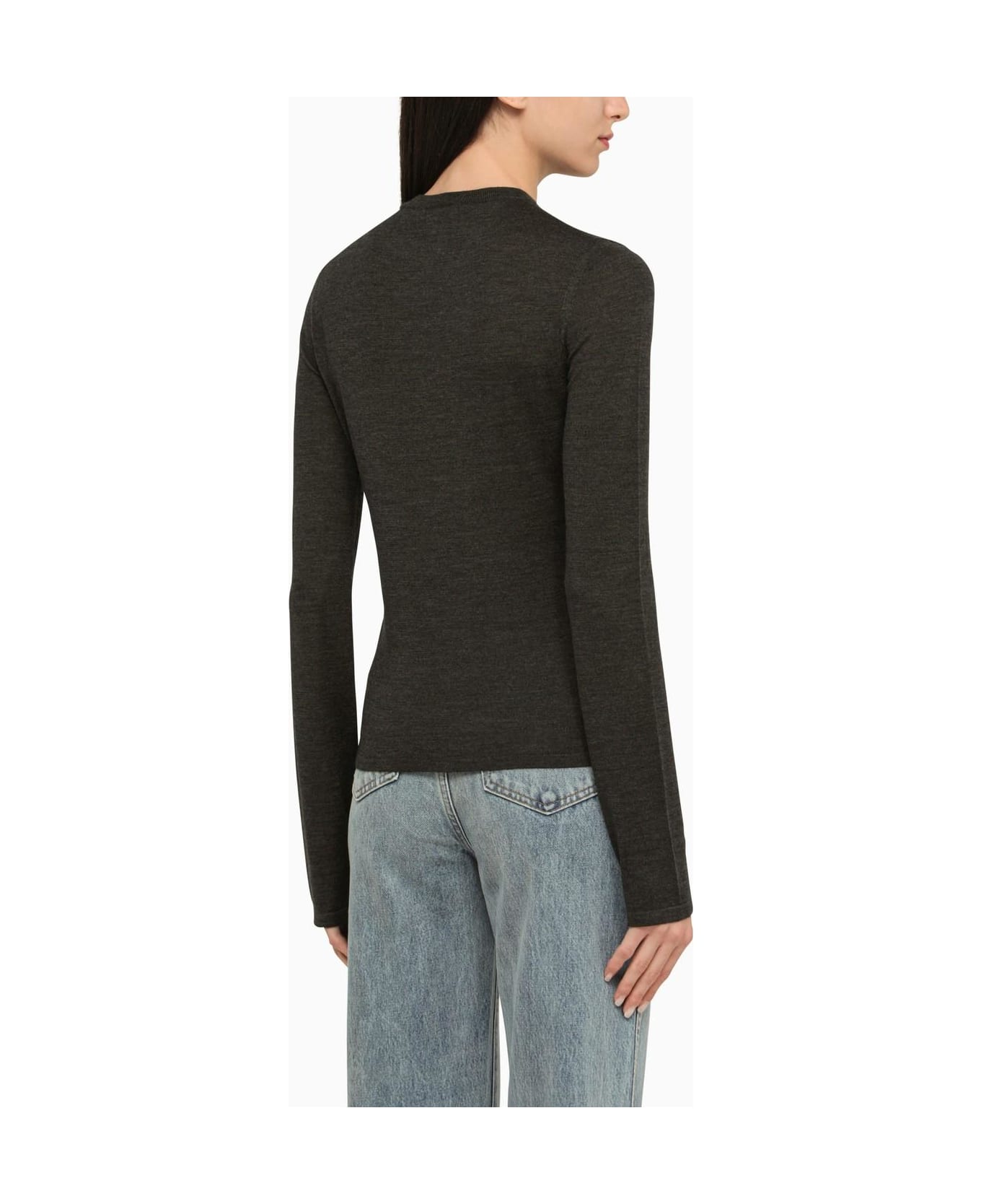Saint Laurent Sweater In Cashmere, Wool And Silk - ANTRACITE