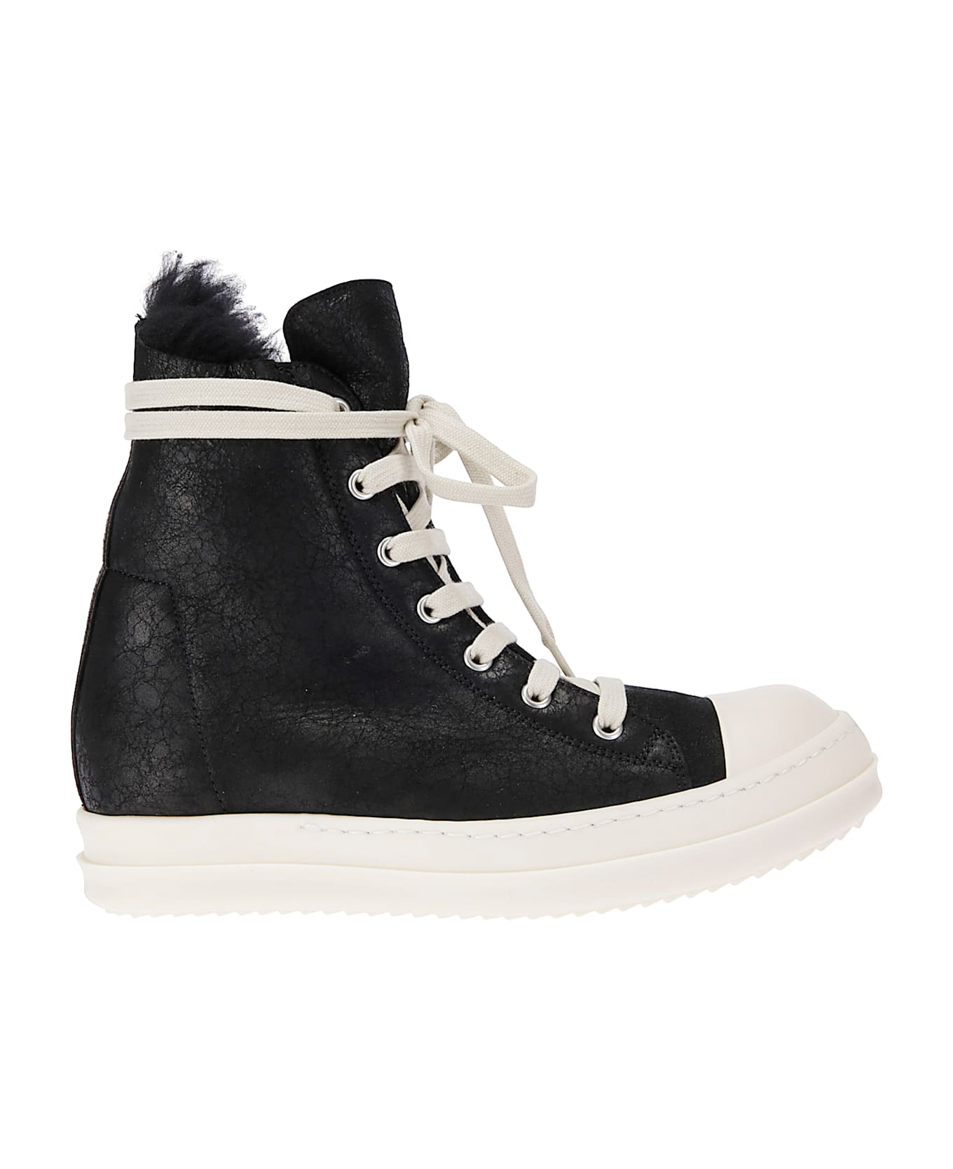 Rick Owens Shearling Sneakers - BLACK MILK