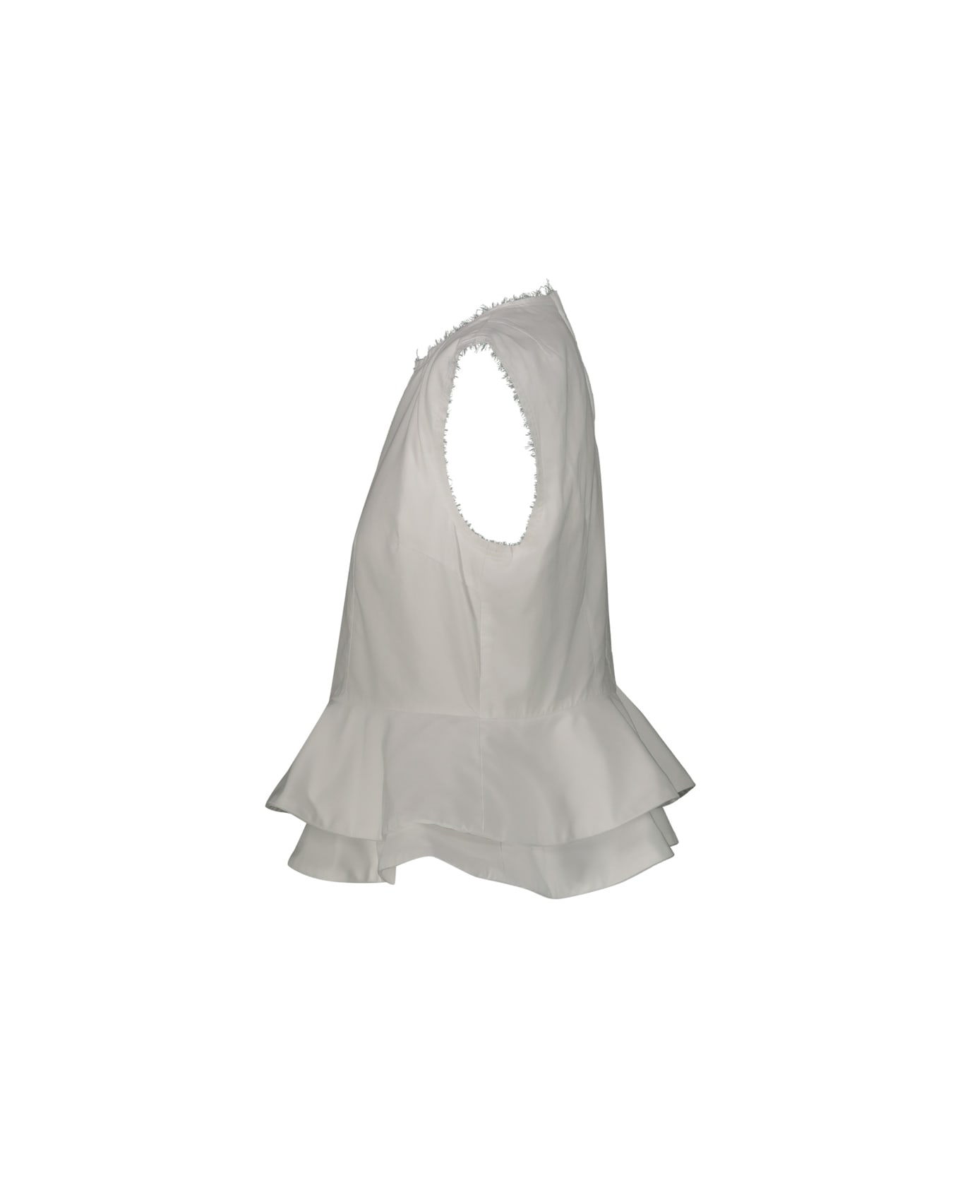 Comme des Garçons Sleeveless Top With Flounce - White トップス