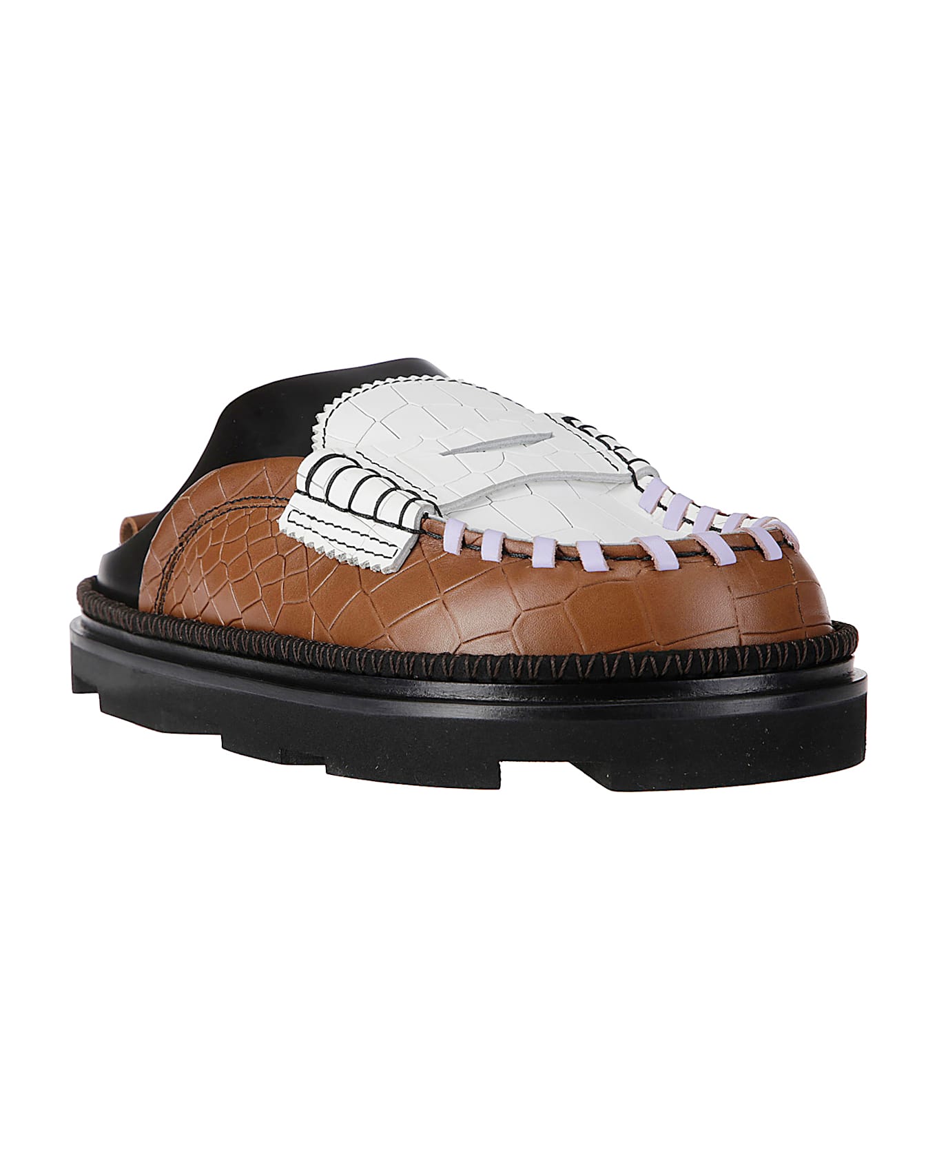 Colville College Chunky Mules - WHITE-BROWN