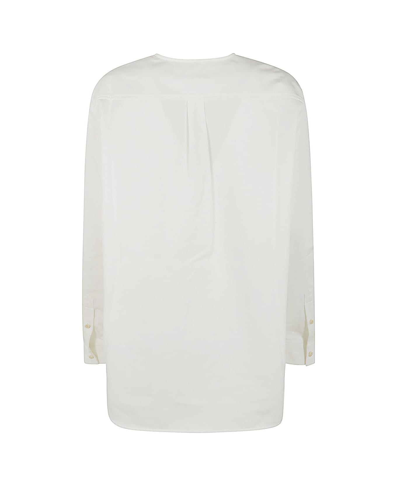 Totême Collarless Cotton Twill Shirt - White