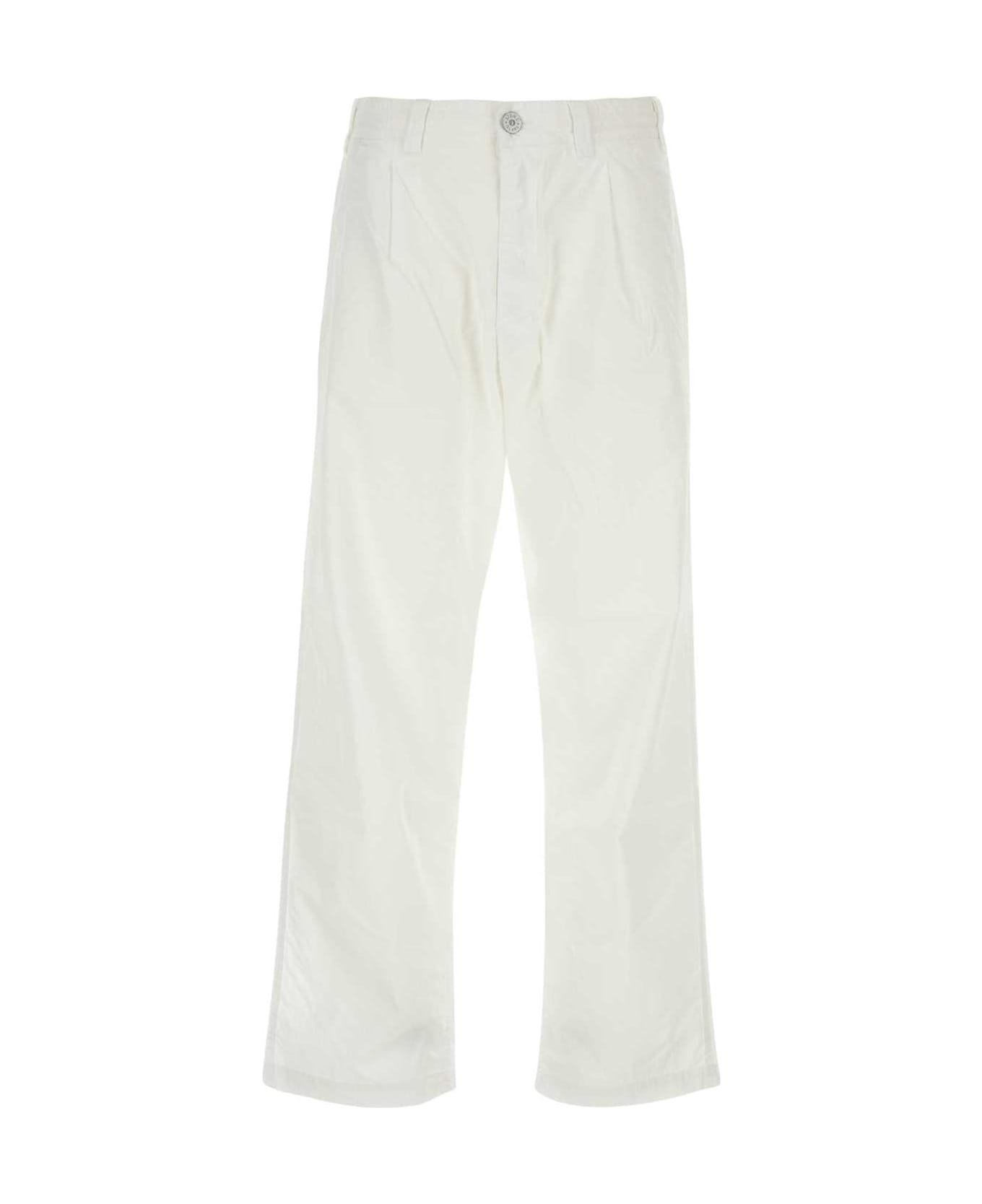 Stone Island White Cotton Pant - WHT