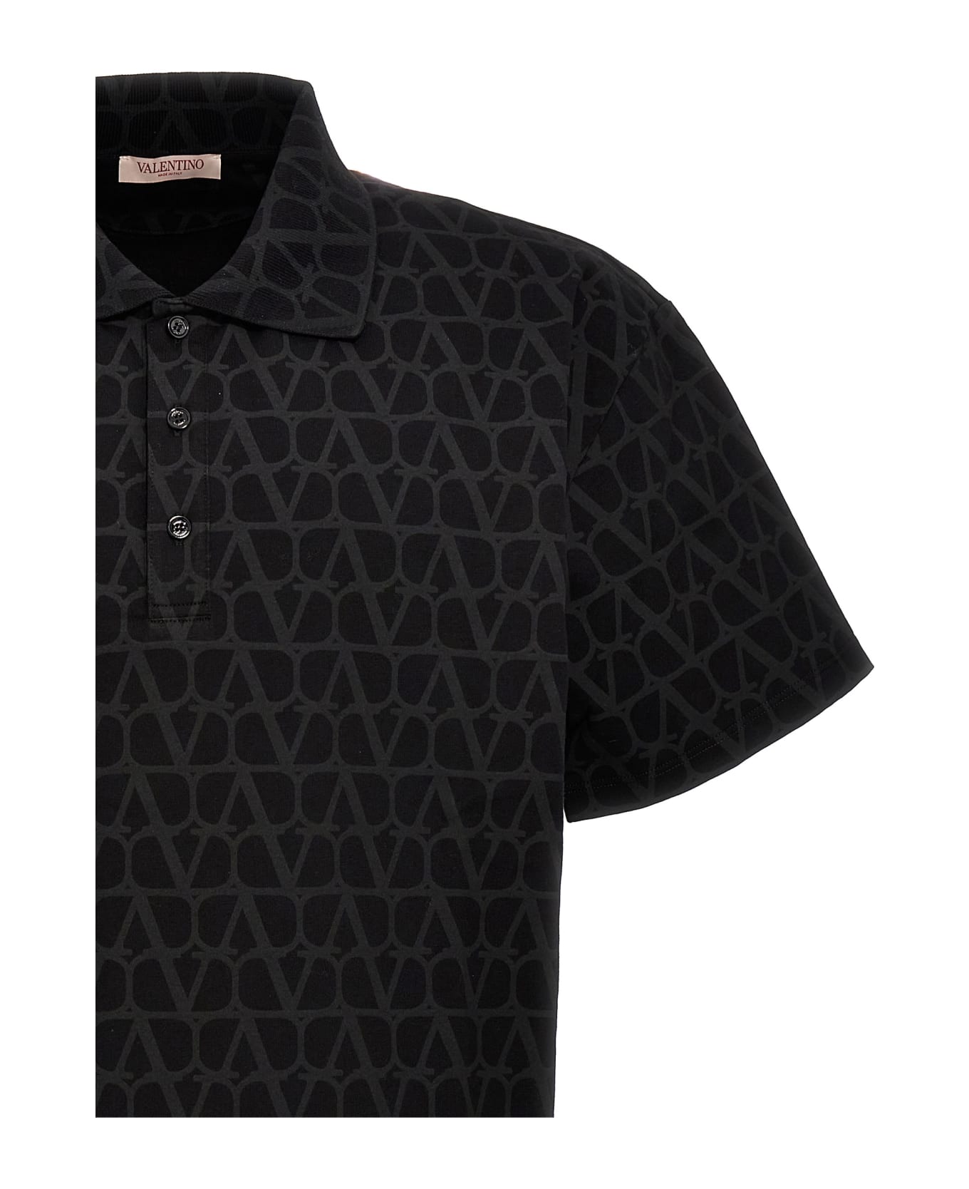 Valentino 'toile Iconographe' Polo Shirt - Black