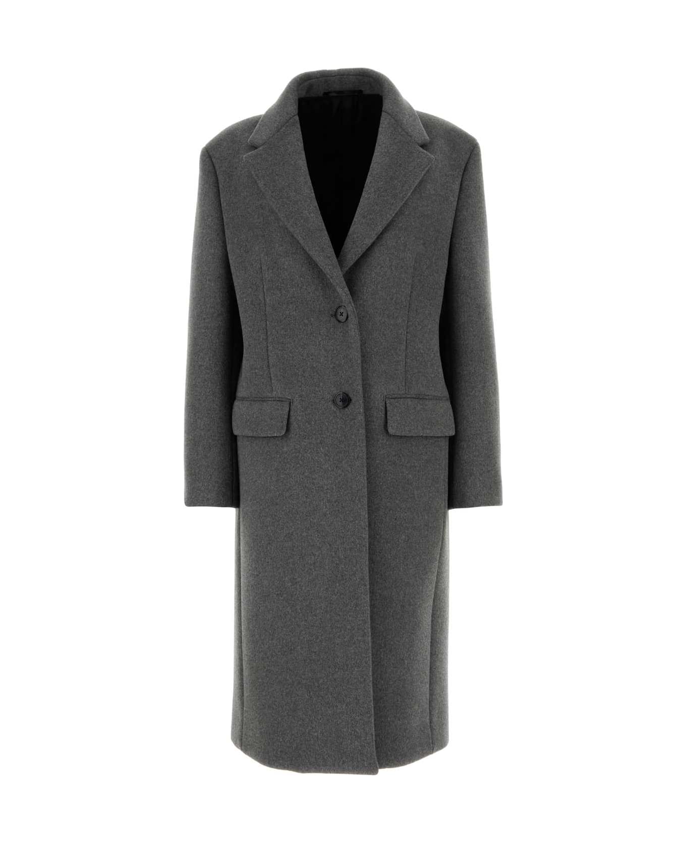 Prada Dark Grey Wool Blend Coat - ARDESIA