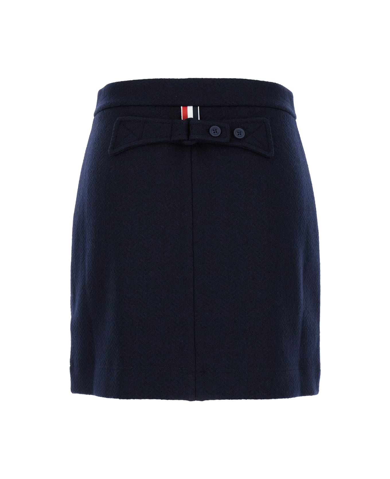 Thom Browne Blue Mini Skirt With Martingala Detail In Wool Jersey Woman - Blu