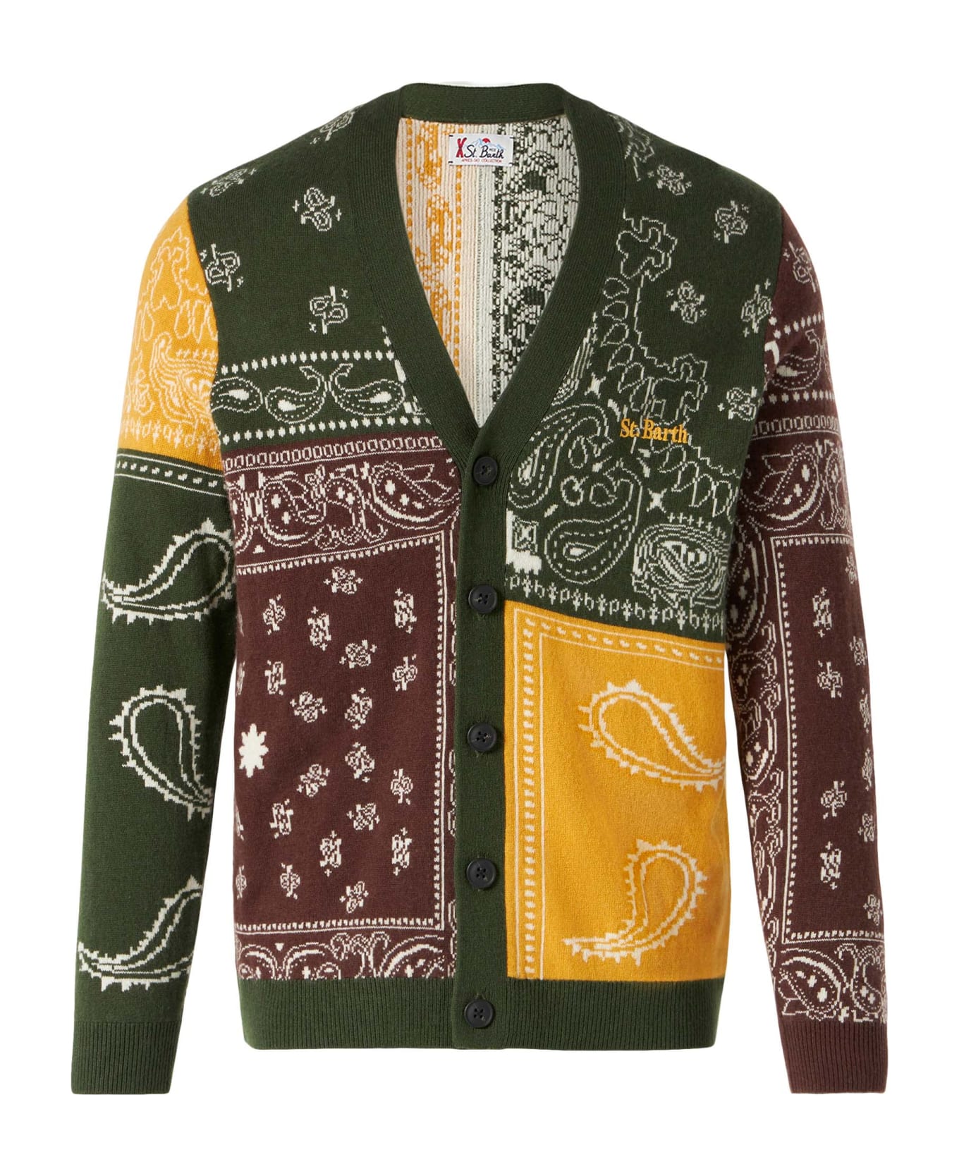 MC2 Saint Barth Man Cardigan With Bandanna Print