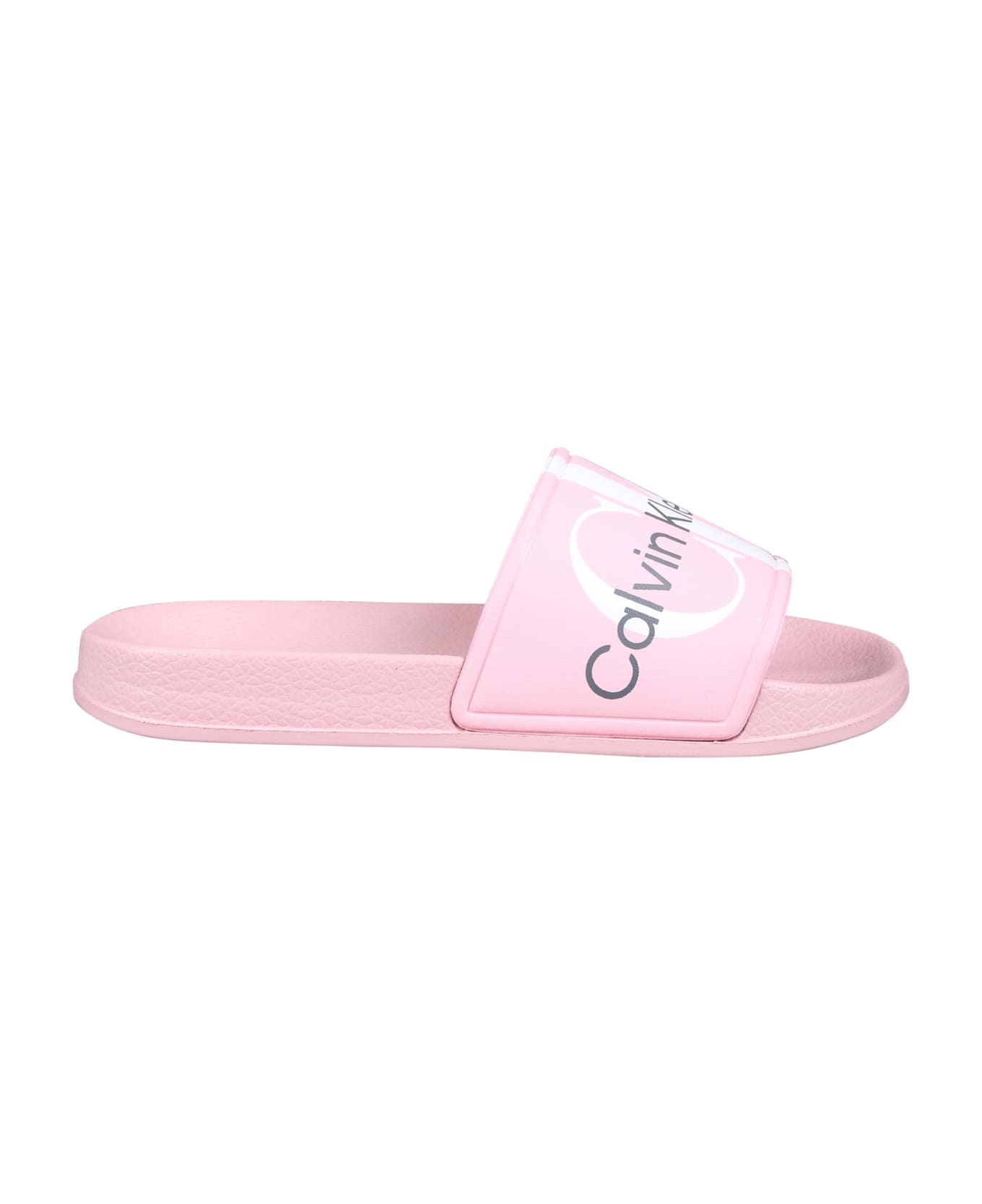 Calvin Klein Pink Slippers For Girl With Logo - Pink シューズ